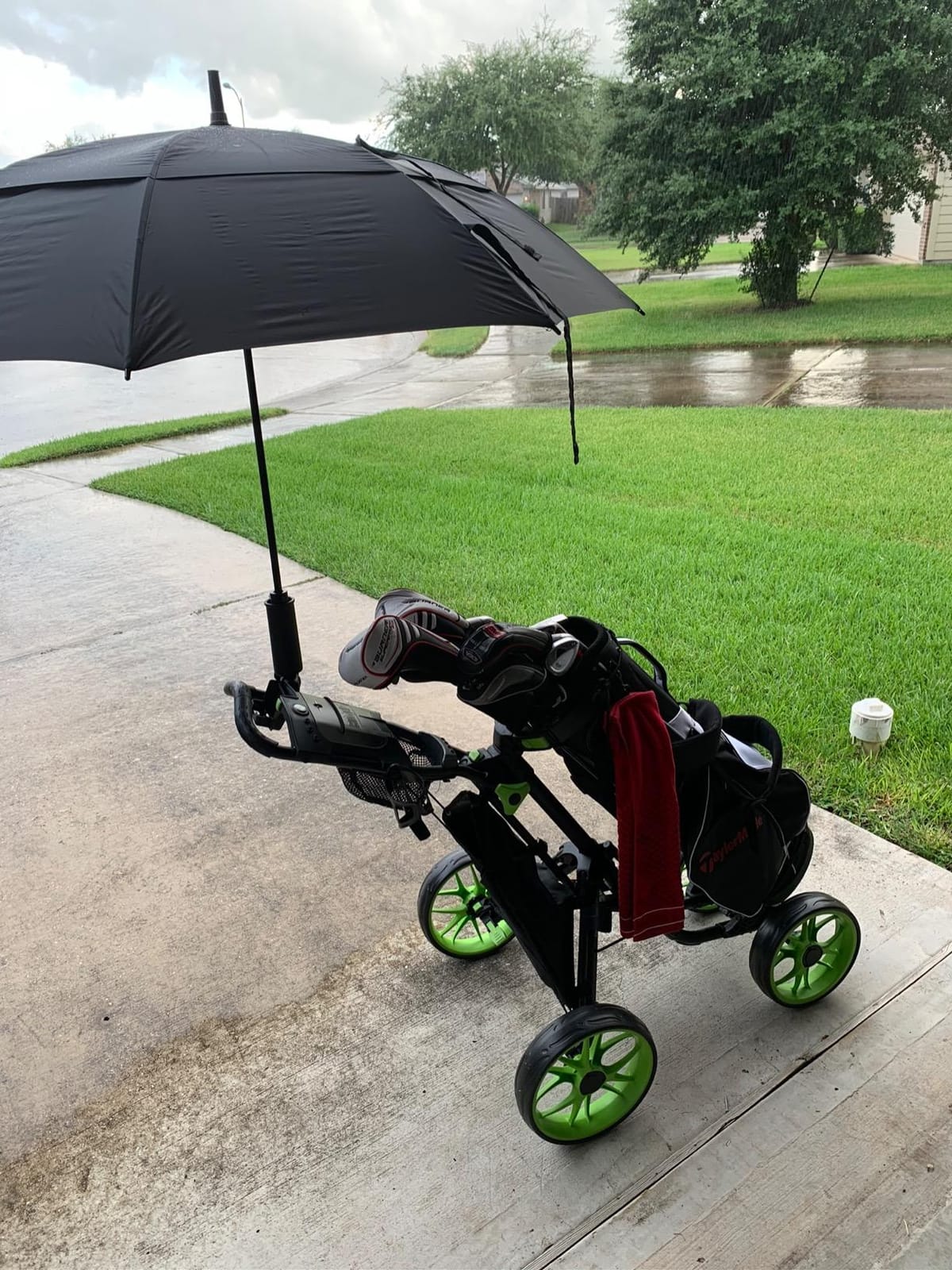 CaddyTek 4 Wheel Golf Push Cart - Caddycruiser One Version 8 1-Click Folding Trolley - Lightweight, Compact Pull Caddy Cart, Easy to Open customer photo 2