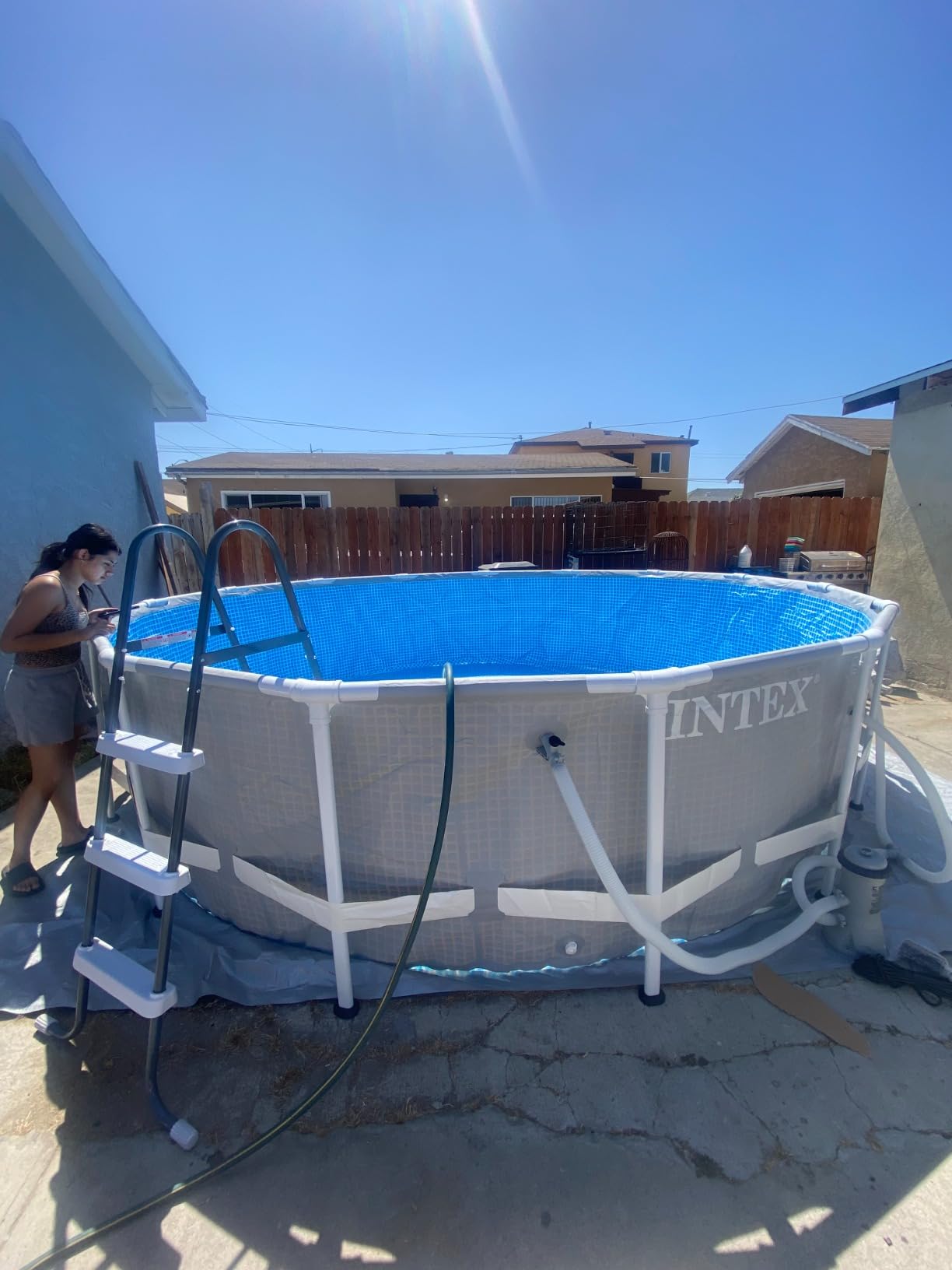 Intex Prism Frame 14ft x 42in Round Above Ground Swimming Pool Set w/Pump | 26719EH - 1000 GPH Cartridge Filter Pump, Ladder, Pool Cover & Ground Cloth Included - Reinforced Steel Frame customer photo 2