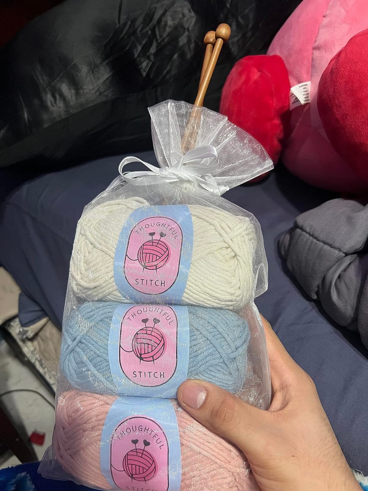 Thoughtful Stitch Knitting Kit for Beginners Adults & Kid Friendly- Complete Knitting Kit - Learn to Knit Yarn Set with Tutorial Book for Adult Hobbies - 100% Cotton Wool & Bamboo Knitting Needle customer photo 1