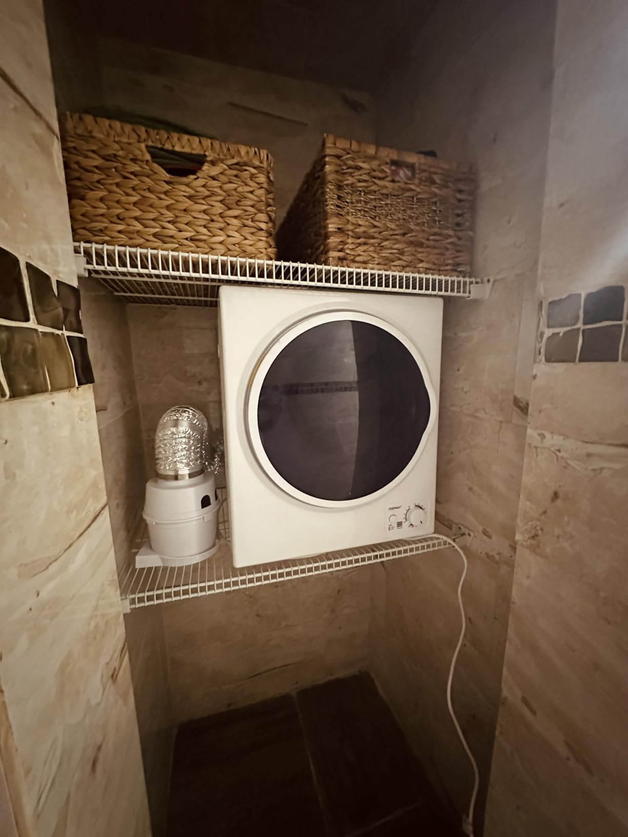 COSTWAY Compact Laundry Dryer, 110V Electric Portable Clothes Dryer with Stainless Steel Tub, Control Panel Downside Easy Control for 4 Automatic Drying Mode, White customer photo 1
