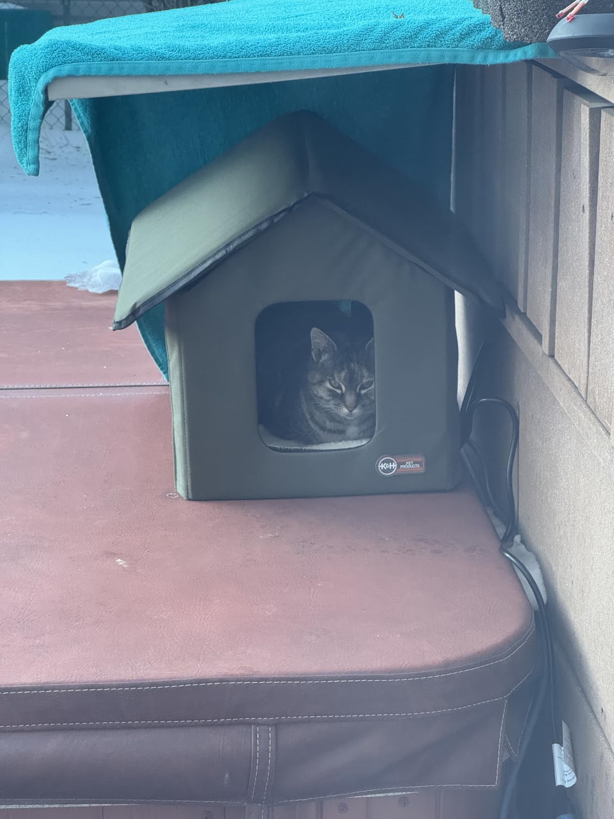K&H Heated Cat House, Outdoor Kitty Shelter, Safety Listed, 20W, Olive | Heated Cat House for Outside, Weatherproof Shelter for Ferals, Insulated with Smart Thermostat, 2 Doors, Waterproof Bed customer photo 2