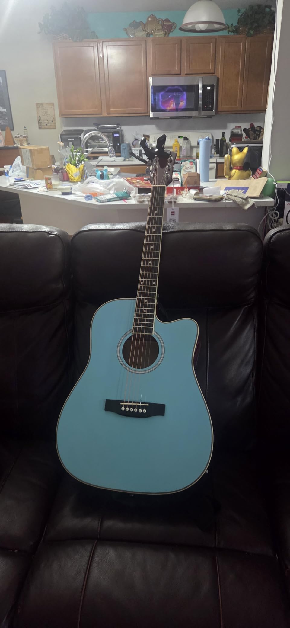 Best Choice Products Beginner Acoustic Electric Guitar Starter Set w/ 41in, All Wood Cutaway Design, Gig Bag, Strap, Picks - Natural customer photo 2
