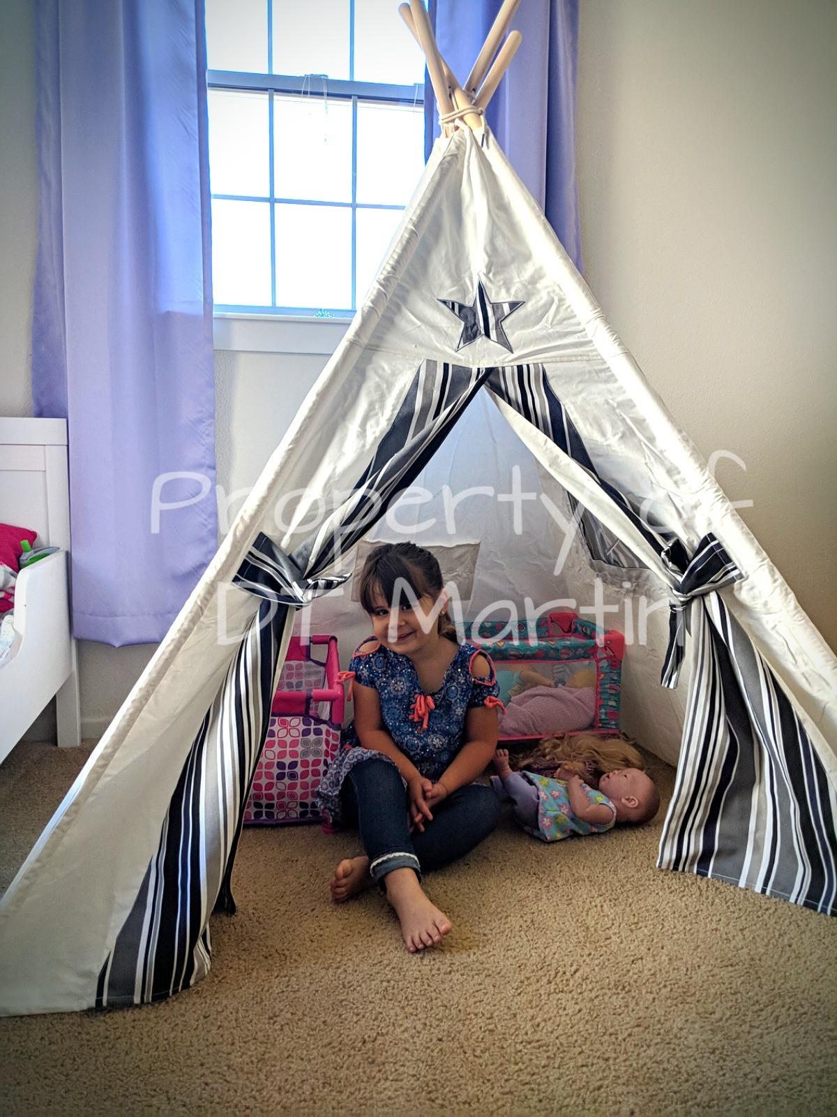 Teepee Tent for Kids Teepee Tent for Boys Indoor Outdoor Play House, Children Teepee Play Tent for Boys, Canvas Tipi Tent Kids, Grey Stripe Teepee customer photo 2
