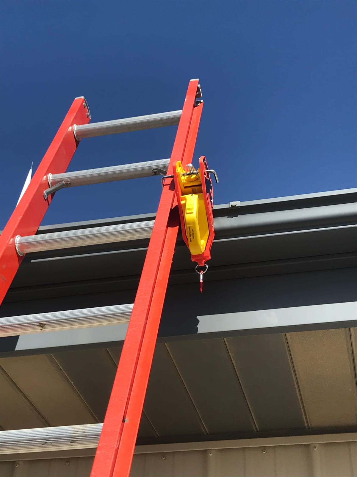 Lock Jaw Roof Ladder Stabilizer Hook for Gutter - Standoff in 5 Seconds with Slide-Lock Security - Prevent Aluminum Ladders Top Movement & Falls - Award-Winning Extension Ladder Accessories for Roof customer photo 1