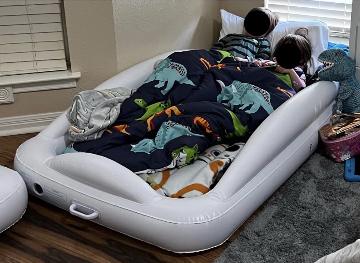Hiccapop Inflatable Toddler Travel Bed with Safety Bumpers 4-Sided, Grey customer photo 1