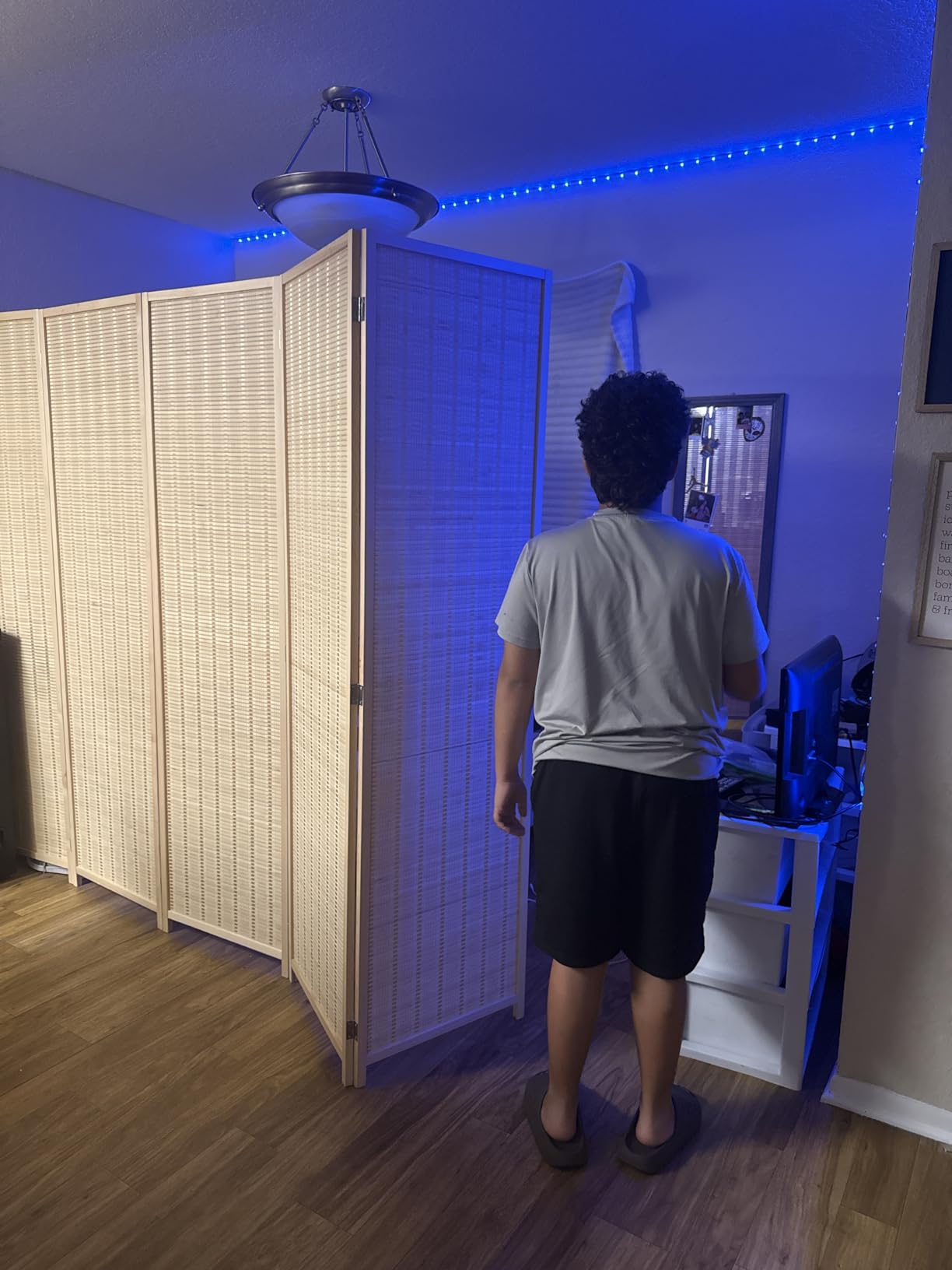 JOSTYLE Room Divider 4 Panel Folding Privacy Screen, Woven Bamboo Japanese Style, 6 ft. Tall, Freestanding Partition Wall, 71