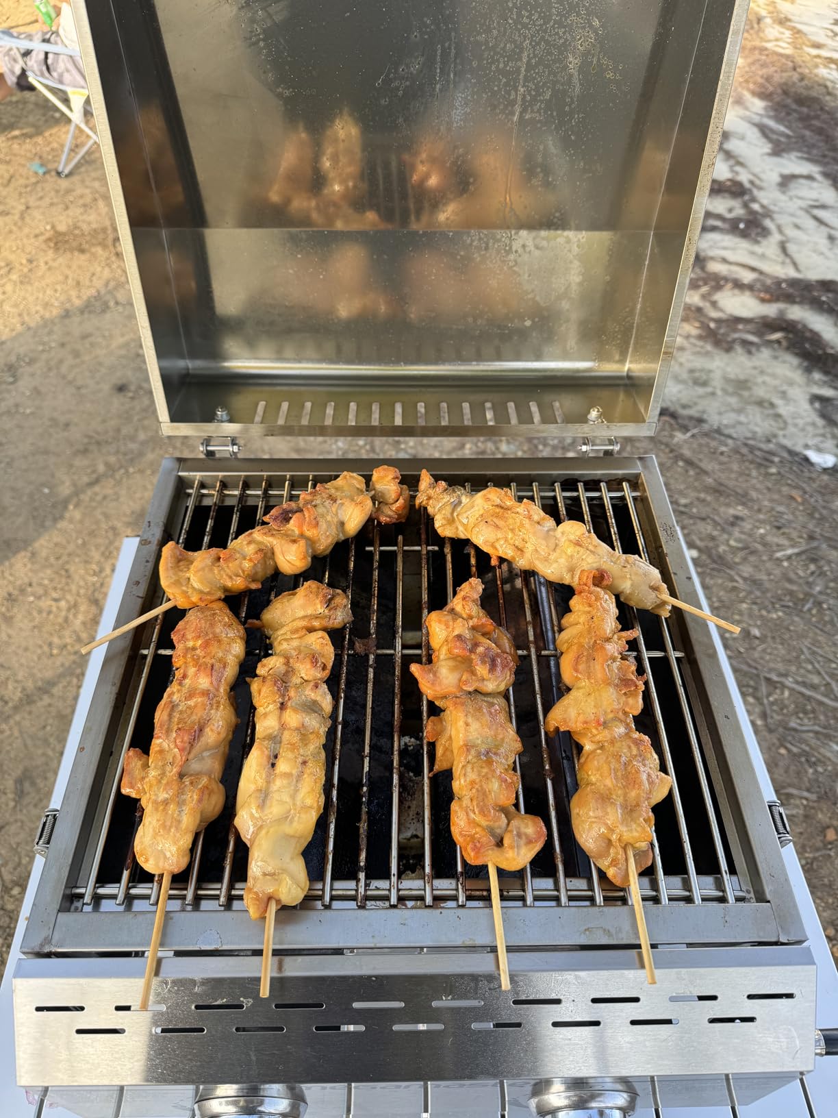 Megamaster Tabletop 2 Burner Gas Grill, Stainless Steel with Foldable Legs | 16000 BTU, Built-In Thermometer, 199 Sq In Cooking Space, Use with Standard 20 lb tank, For Camping & Tailgating customer photo 2