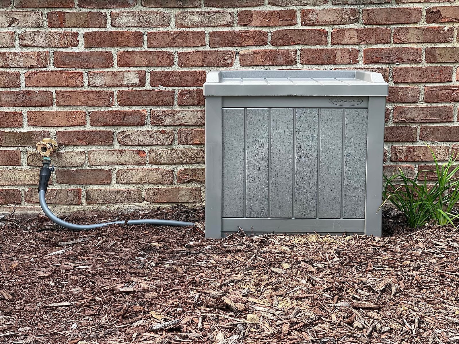 Suncast Outdoor Storage Box - 22 Gallon Stone Gray Resin Outdoor Deck Box with Seat, Weatherproof Patio Storage Bin customer photo 1