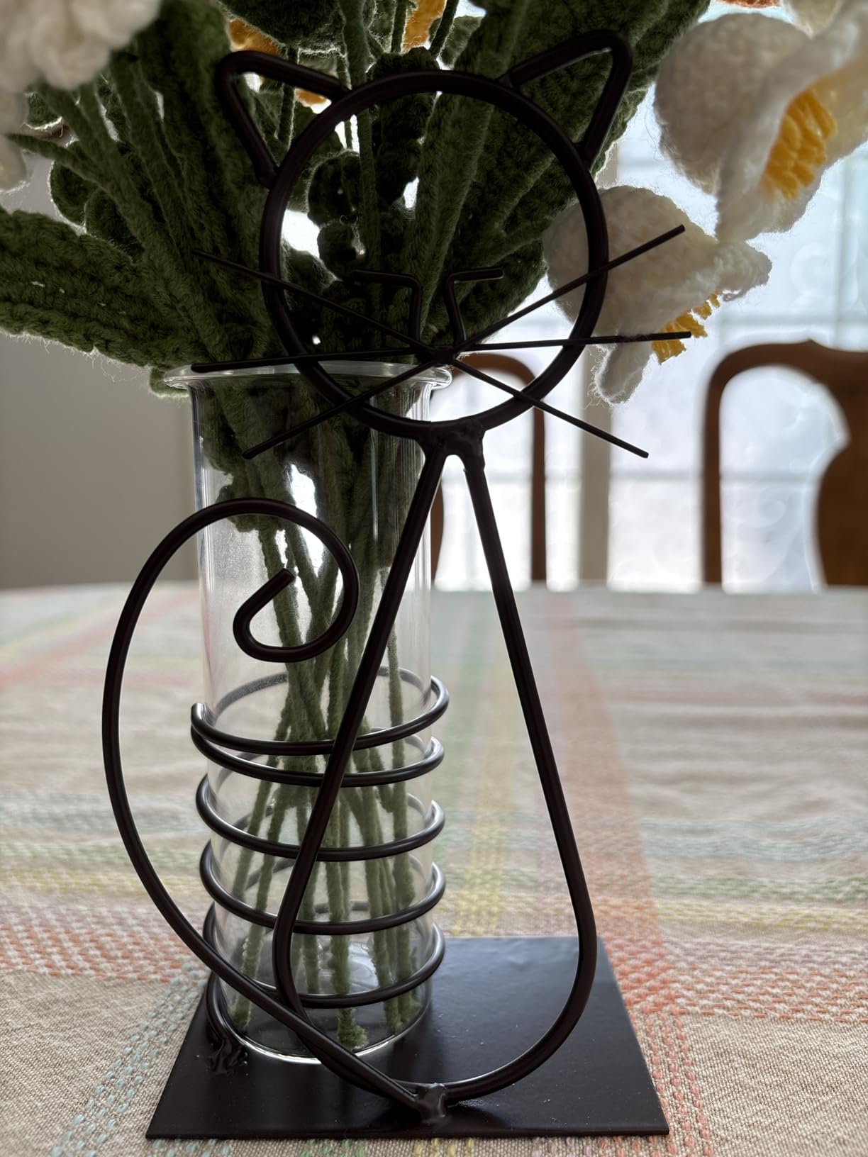 Marbrasse Desktop Glass Planter Vase Holder, Modern Creative Cat Plant Terrarium Metal Stand for Hydroponics Plants Home Garden Wedding Decoration Outdoor Planter Ideas (Style 2) customer photo 2