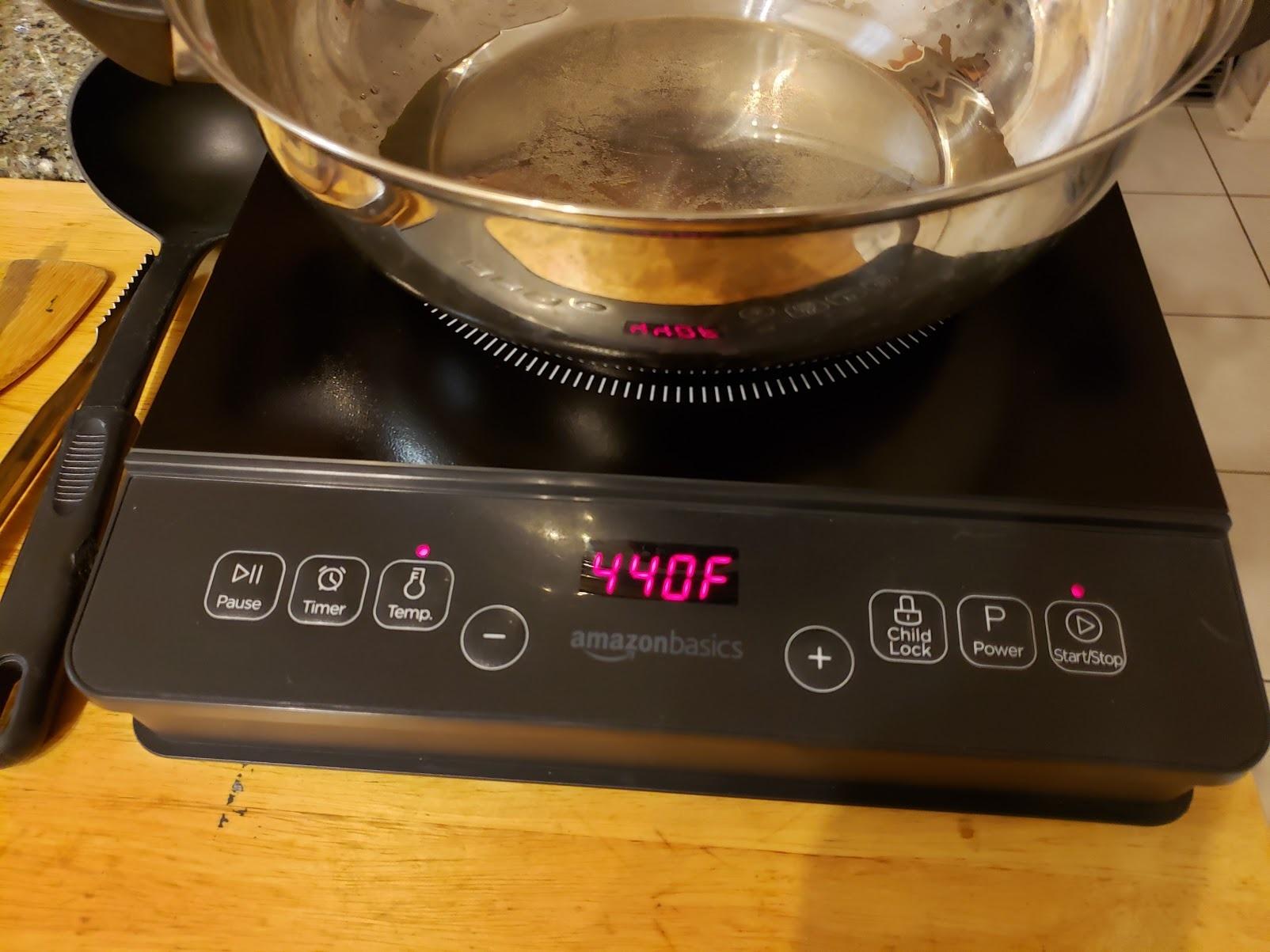 Amazon Basics 1800W Portable Electric Induction Cooktop, Burner and Child Lock, Overheat Protection, Timer, 8 Power Settings, Temperature Control Up to 440°F, for Cookware Diameter 5.7