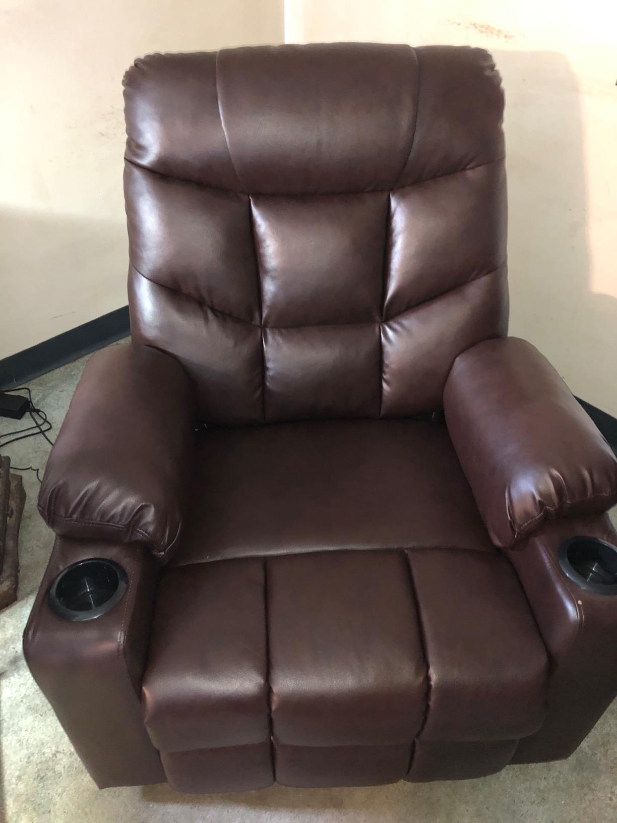 MCombo Power Lift Recliner for Elderly, Leather 7287 (Dark Brown, Medium) | Stand Assist, 140° Recline, 4.7