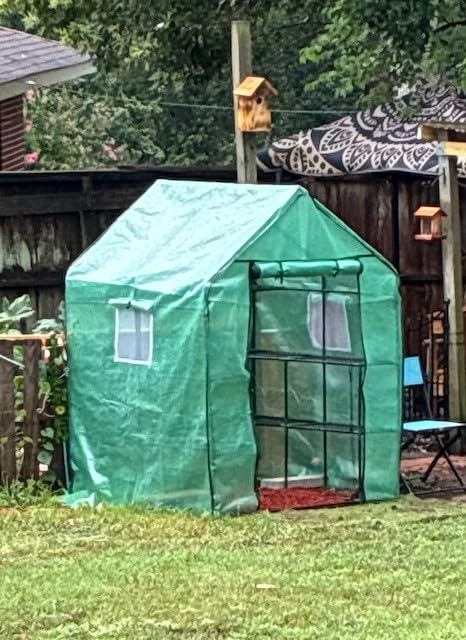 Ohuhu Greenhouse for Outdoors with Screen Windows, 57 x 57 x 76'' Walk in Plant Greenhouses Heavy Duty with Durable PE Cover, 3 Tiers 12 Shelves Stands Plastic Portable Green House with Shelf Clips customer photo 2