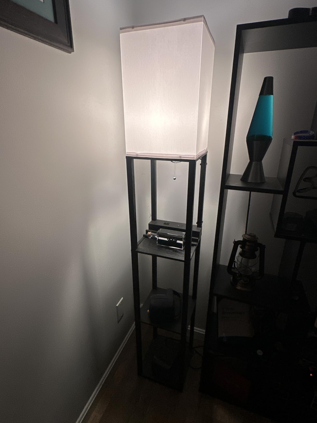 SHINE HAI Floor Lamp with Shelves, 3-Tier Square Modern Shelf Lamp | 3CCT Bright Bulb Included, Tall Standing Lamps for Living Room Bedroom Office customer photo 1