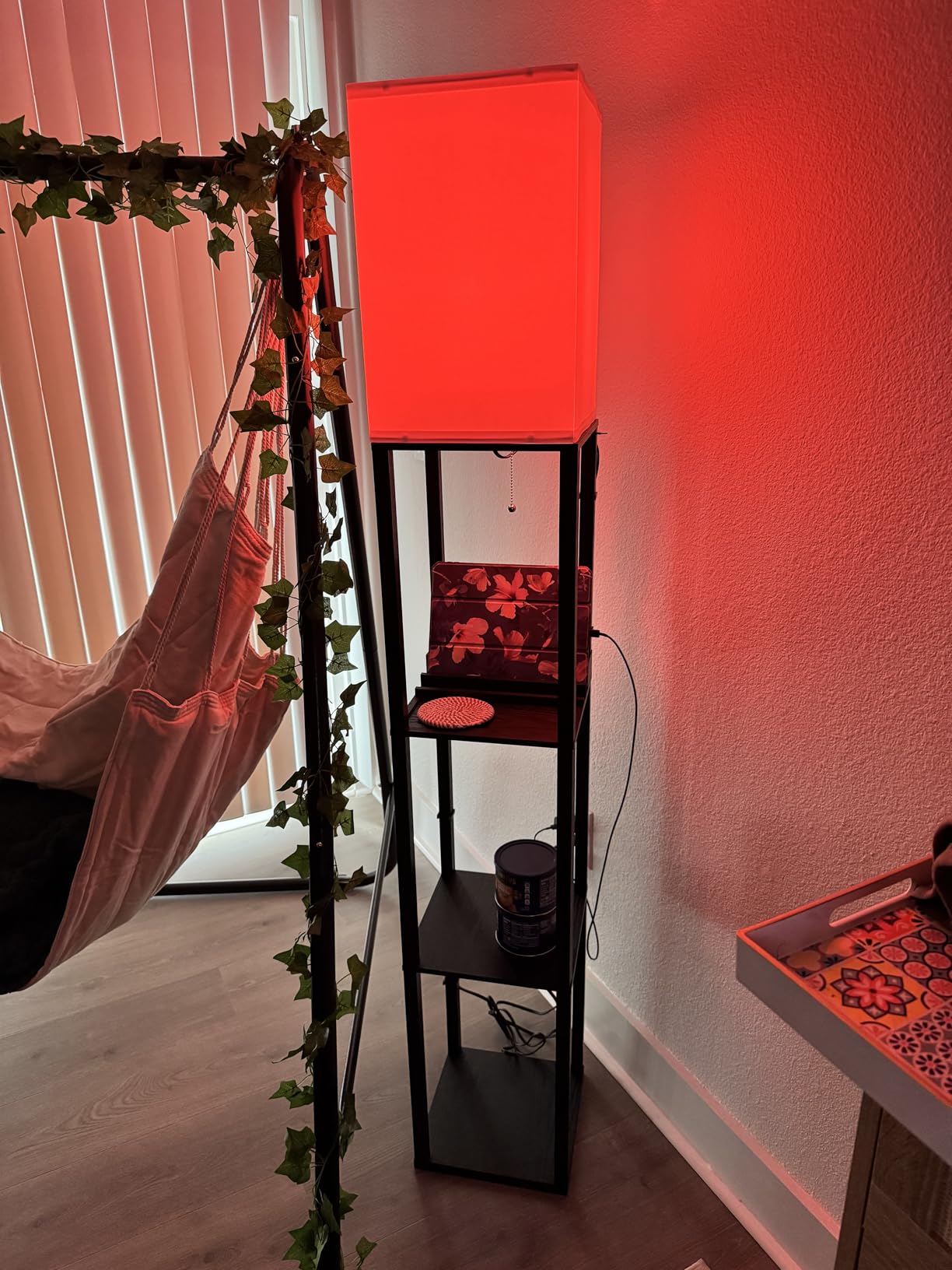 SHINE HAI Floor Lamp with Shelves, 3-Tier Square Modern Shelf Lamp | 3CCT Bright Bulb Included, Tall Standing Lamps for Living Room Bedroom Office customer photo 2