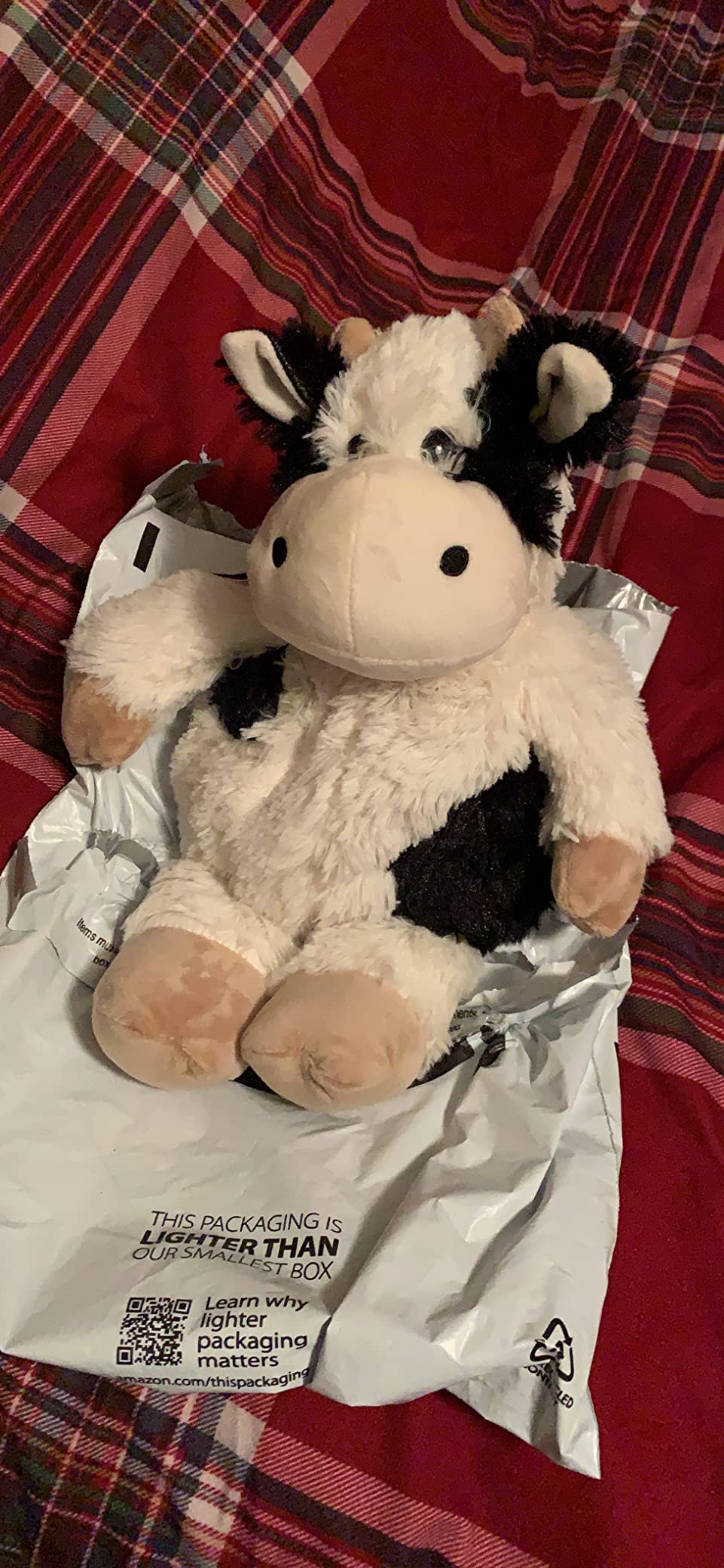 warmies Microwavable & Weighted Stuffed Animals, Black & White Cow - Heated Stuffed Animal Plushie for Warmth & Comfort customer photo 1