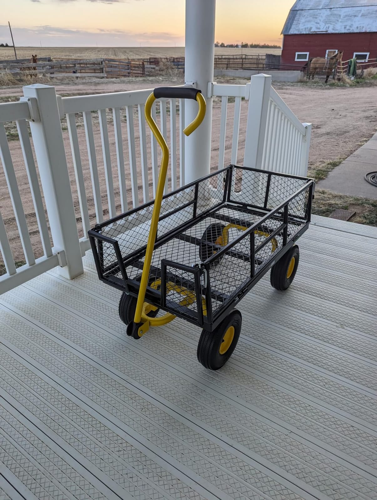 VIVOHOME Heavy Duty 880 Lbs 4.5 Cu Ft Mesh Steel Garden Cart Utility Wagon | Removable Sides and 4.10/3.50-4