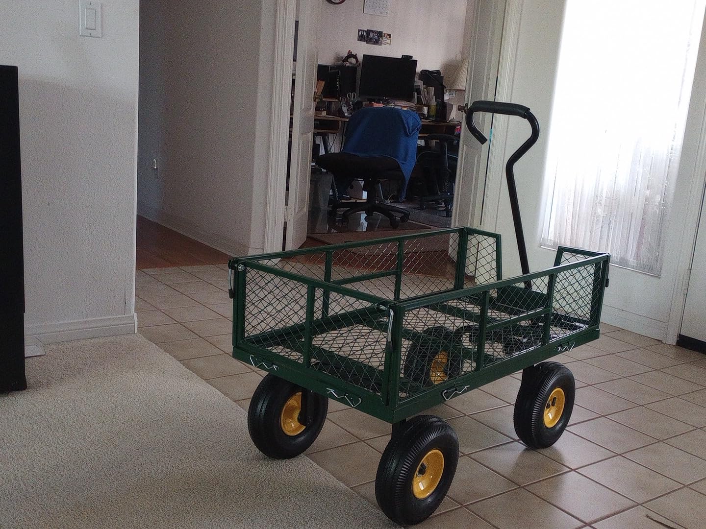 VIVOHOME Heavy Duty 880 Lbs 4.5 Cu Ft Mesh Steel Garden Cart Utility Wagon | Removable Sides and 4.10/3.50-4