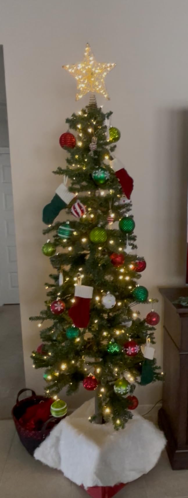 Best Choice Products Pencil Christmas Tree 6ft Pre-lit Alpine Slim Holiday Decoration, Lighted Skinny Decor LED Lights, Metal Stand customer photo 2