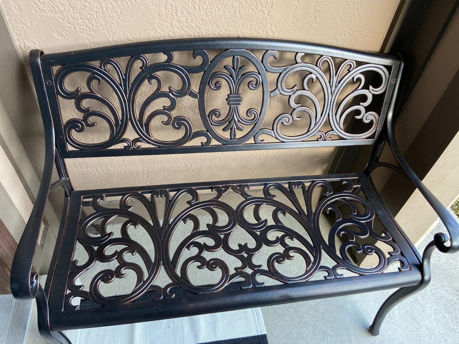 Patio Sense Decatur Cast Aluminum Patio Bench | Antique Bronze Finish | Heavy Duty Rust Free Metal Construction | Lightweight | Easy Assembly | For Front Porch, Backyard, Lawn, Garden, Pool, Deck customer photo 1
