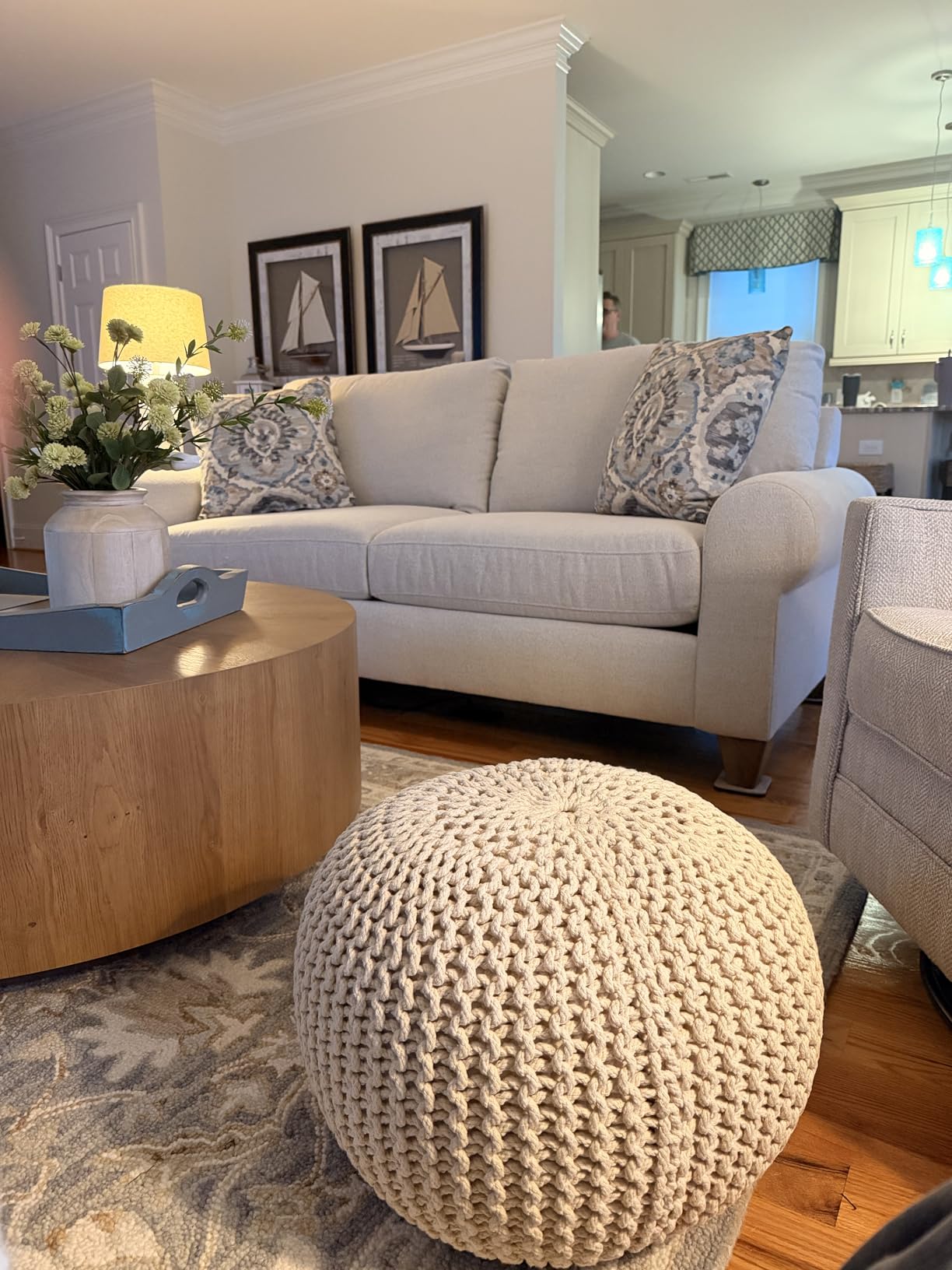 BIRDROCK HOME Round Pouf Ottoman Foot Rest - 18.5