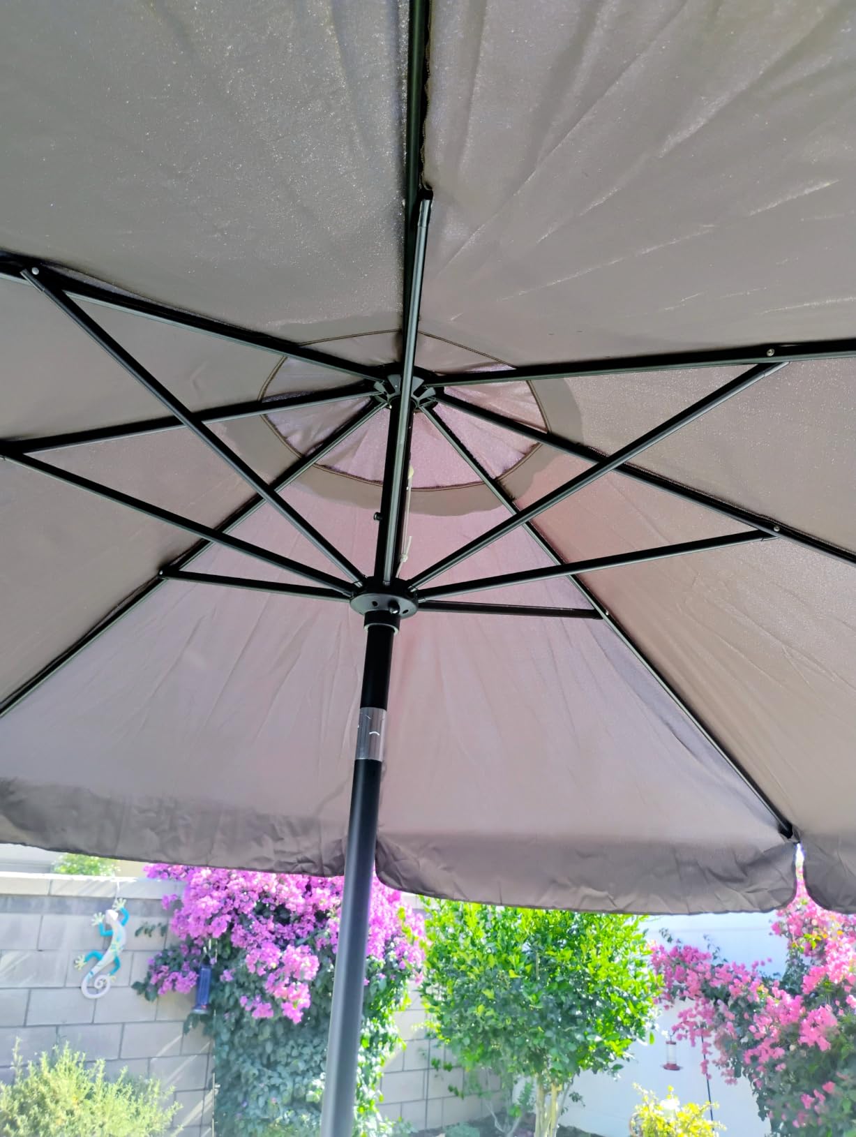 ABCCANOPY 9FT Scalloped Patio Umbrella Table Market Umbrella, Coffee, Durable 8 Sturdy Fiberglass Ribs, Push Button Tilt and Crank, UV Protection Waterproof Outdoor Umbrella, Valance Style customer photo 1