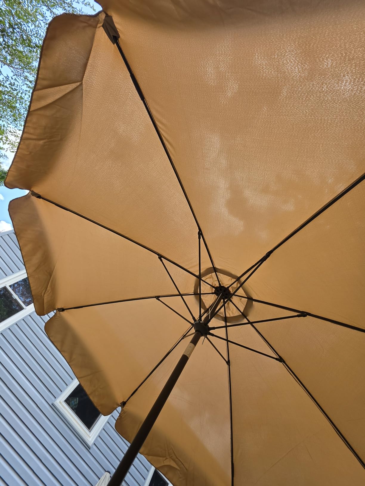 ABCCANOPY 9FT Scalloped Patio Umbrella Table Market Umbrella, Coffee, Durable 8 Sturdy Fiberglass Ribs, Push Button Tilt and Crank, UV Protection Waterproof Outdoor Umbrella, Valance Style customer photo 2