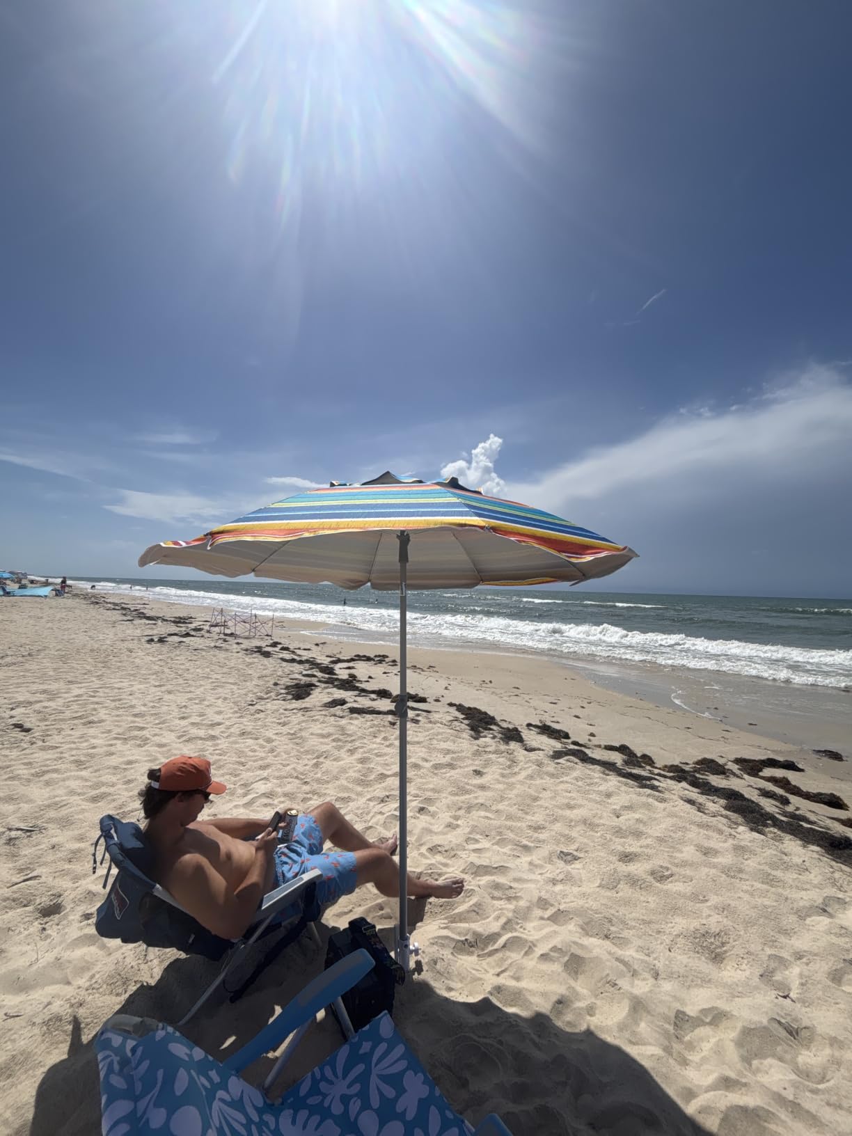AMMSUN Beach Umbrellas for Sand Heavy Duty Wind Portable, 6.5ft | Sand Anchor, UV 50+ Protection, Includes Carry Bag, Push Button Tilt, Lightweight, Easy Setup customer photo 2