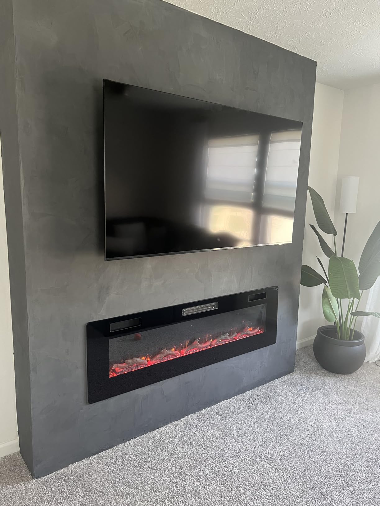 50 inch Electric Fireplace Recessed and Wall Mounted Insert Update | Fireplace Heater with Ultra-Thin Lightweight LED Flush Mount Linear Fit, Timer, Touch Screen, Remote Control, Black customer photo 1