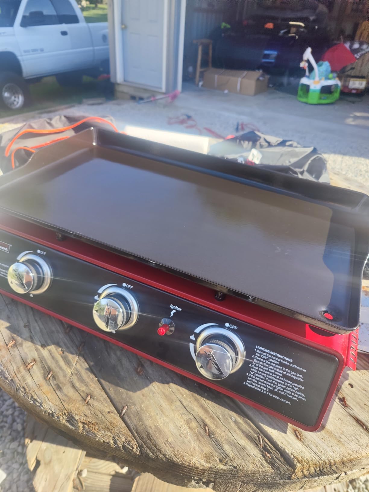 Royal Gourmet PD1301R 3-Burner Tabletop Propane Gas Griddle with Cover | 24 Inch Portable Griddle, Red | 25,500 BTUs Output, 319 sq. in. cooking area | for Outdoor Cooking, Camping or Tailgating customer photo 2
