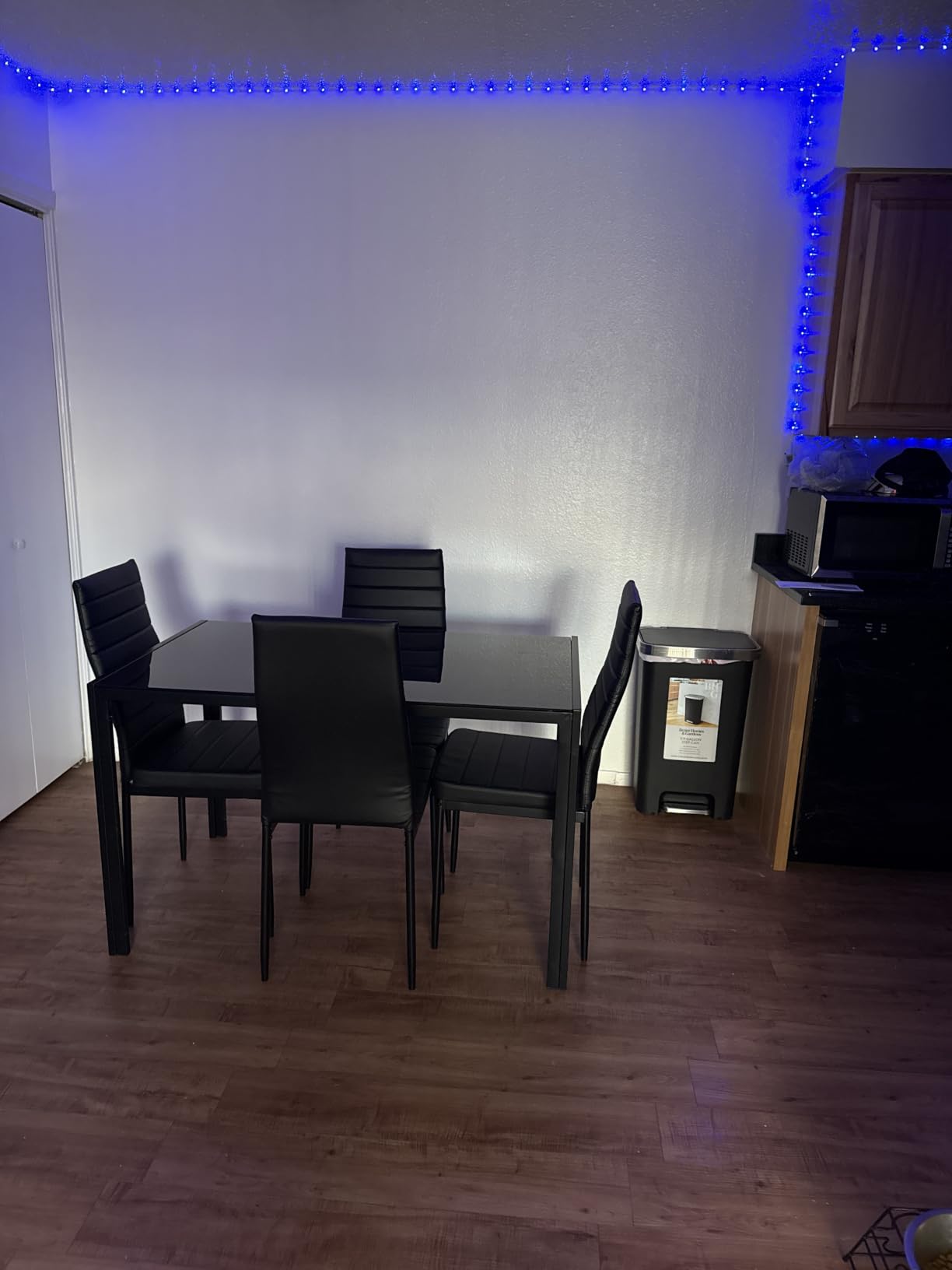 FDW 5-Piece Dining Table Set Black with 4 Upholstered Chairs, Space-Saving Modern Design customer photo 1