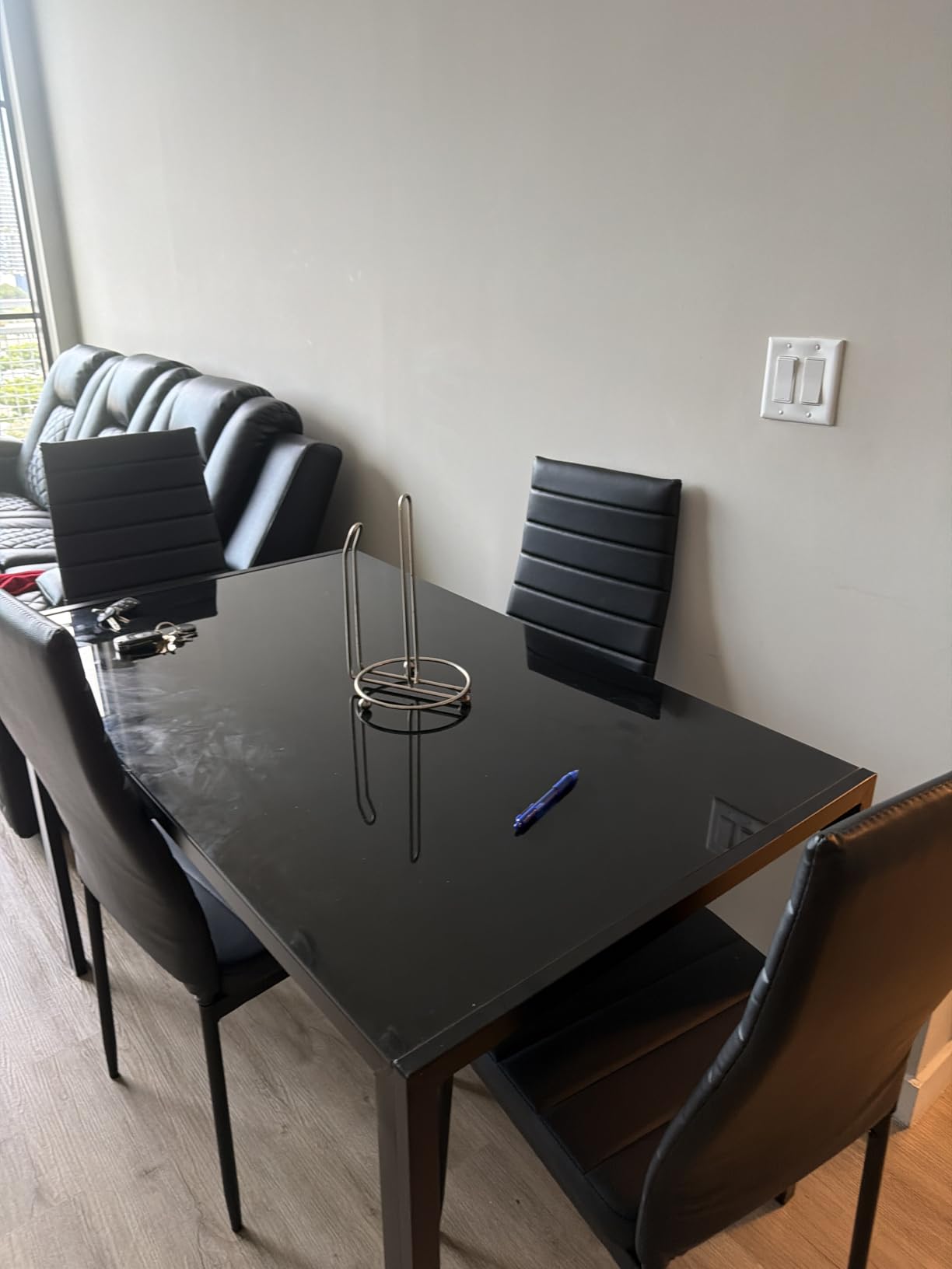 FDW 5-Piece Dining Table Set Black with 4 Upholstered Chairs, Space-Saving Modern Design customer photo 2