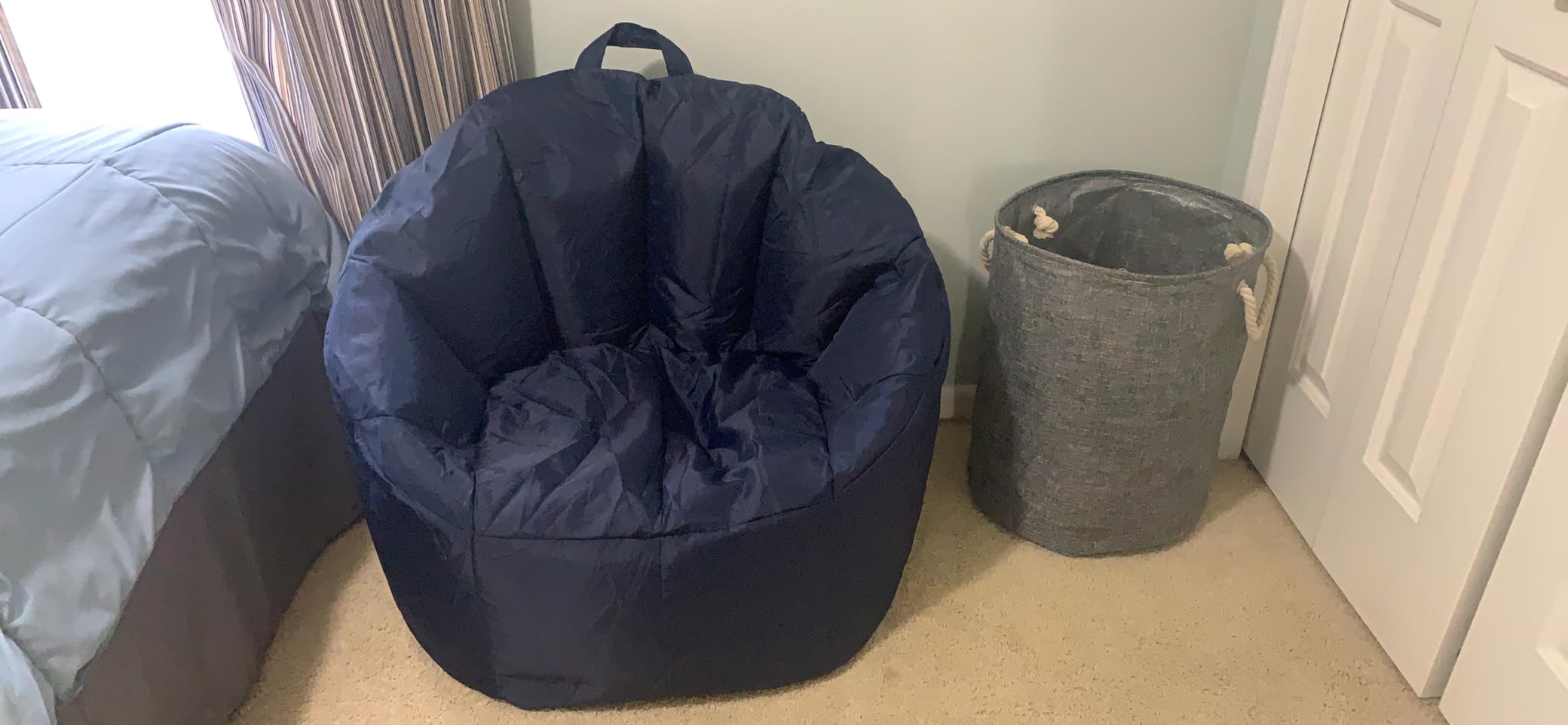 Big Joe Milano Bean Bag Chair for Kids, Teens, Adults, Durable Easy-Clean Navy Smartmax, Nylon Polyester Blend, Lightweight Seat for Reading Nook and Gaming, 2.5 Foot Refillable customer photo 1