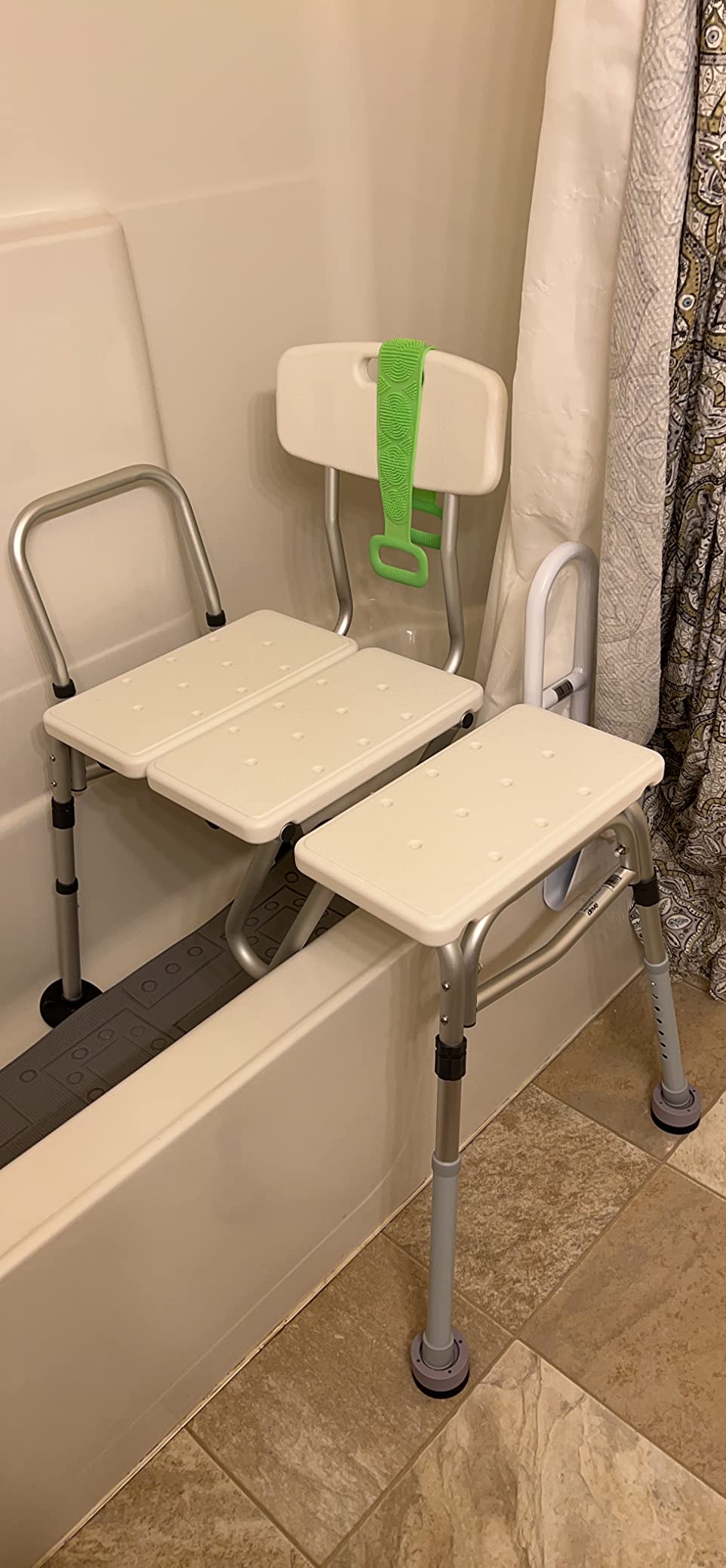 Drive Medical Splash Defense Tub Transfer Bench, Adjustable Height, White | Tub Transfer Bench Featuring U-Shaped Curtain Guard and 400 Lb Weight Capacity for Safety Daily for Everyday Use customer photo 2