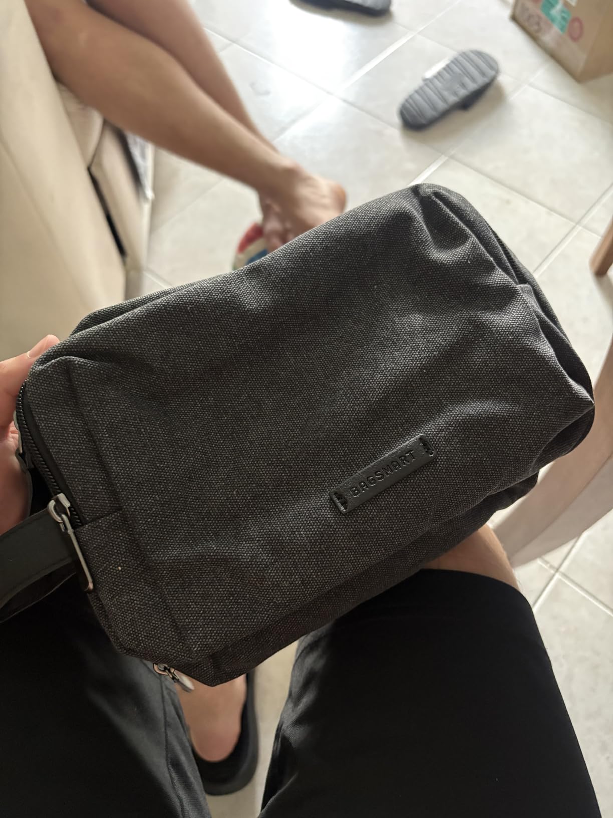 BAGSMART Toiletry Bag for Men, Canvas Travel Toiletry Organizer Dopp Kit Water-resistant Shaving Bag for Toiletries Accessories,Grey-Medium customer photo 1