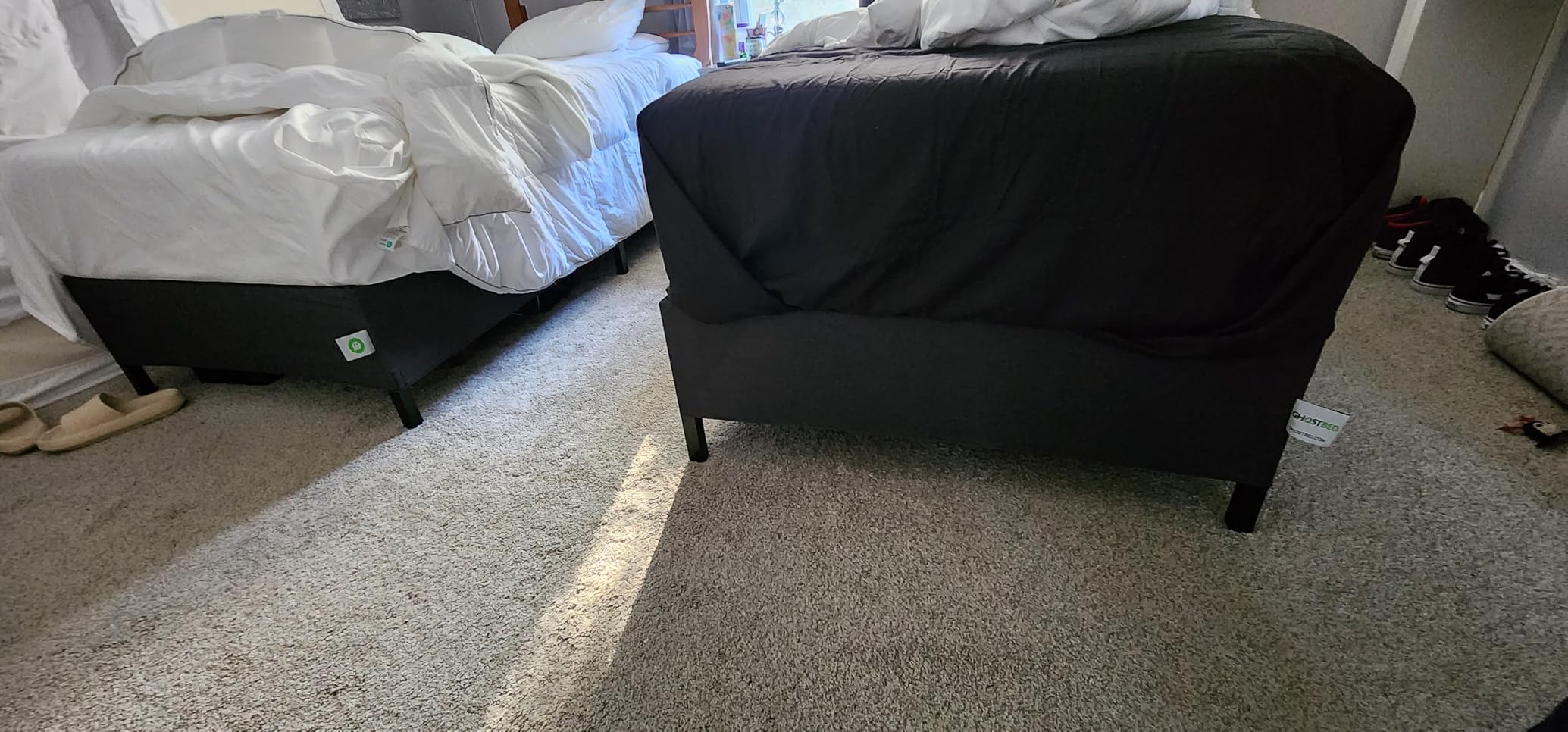 GhostBed Mattress Foundation & Box Spring in One - Metal Platform Bed Frame with Steel Slat Support, Fabric Cover & Headboard Brackets - Queen customer photo 1