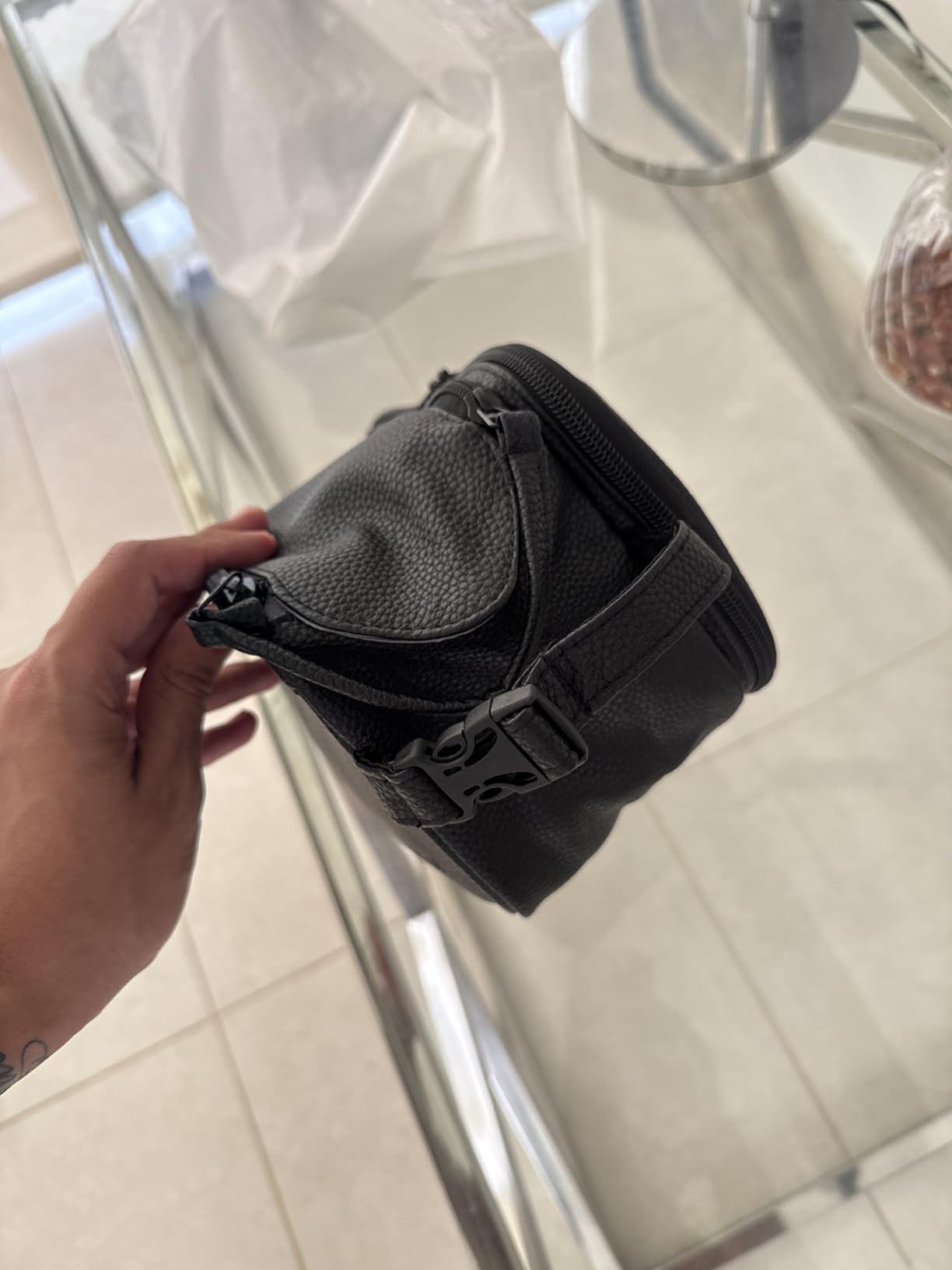 PAVILIA Toiletry Bag for Men, Travel Essentials Shaving Dopp Kit, Mens Travel Bag Toiletries Organizer Case for Grooming, PU Leather Water Resistant Cosmetic Bag Pouch (Dark Brown) customer photo 1