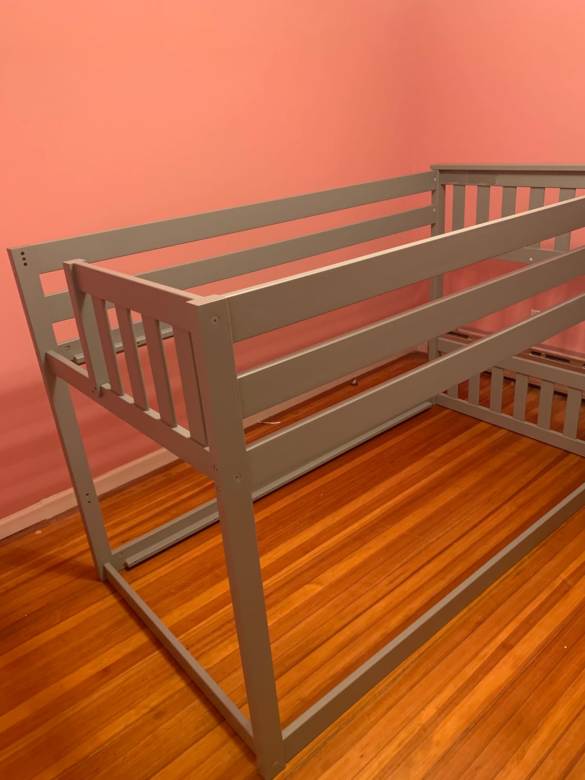 Max & Lily Low Bunk Bed, Twin-Over-Twin Bed Frame For Kids With Stairs, White customer photo 1