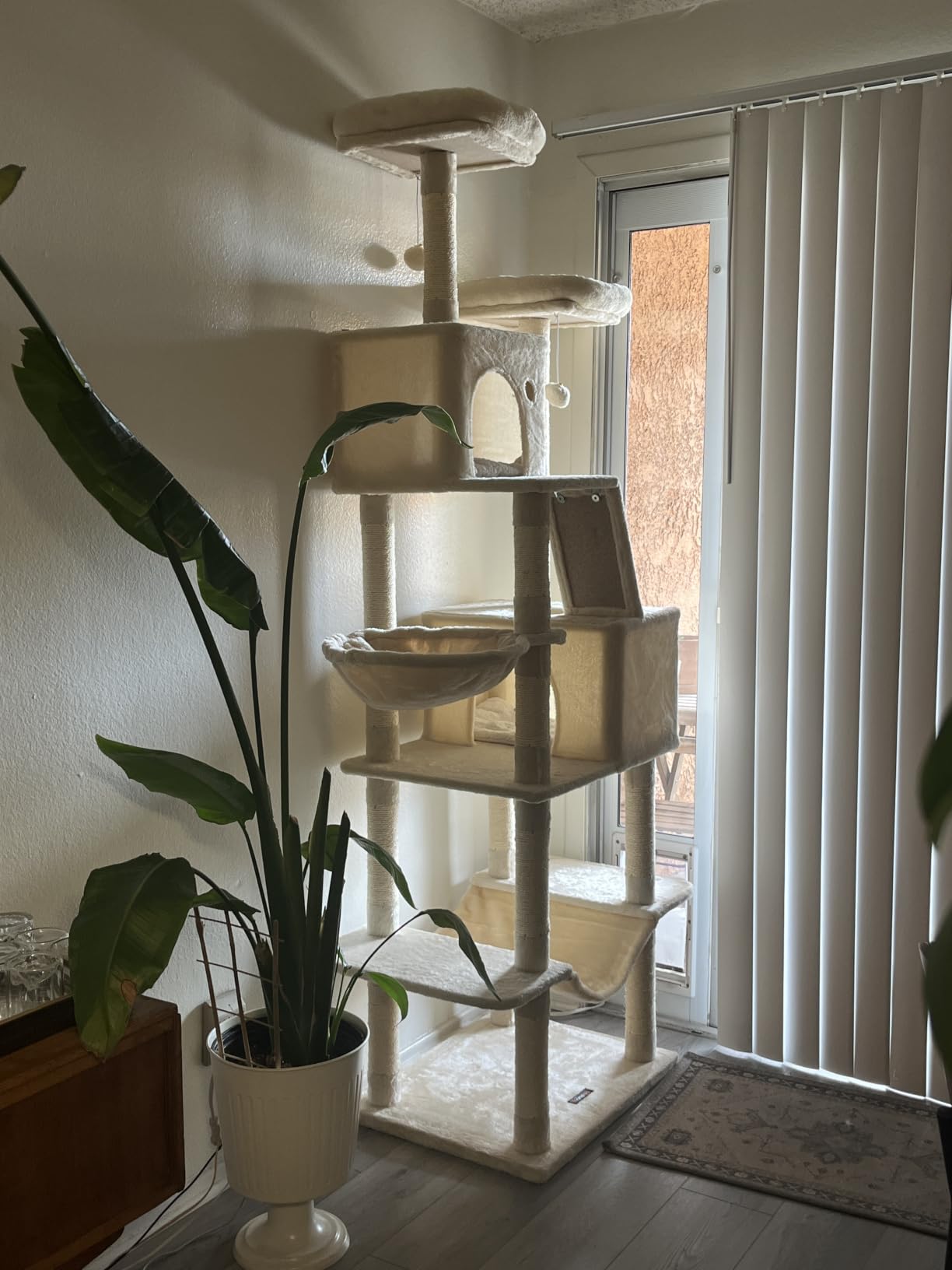Feandrea Cat Tree, 81.1-Inch Large Cat Tower, Multi-Level Condo, Smoky Gray | with 13 Sisal Scratching Posts, 2 Perches, 2 Cave, Hammock, Basket, Pompoms for Indoor Cats, Easy to Assemble, UPCT190G01 customer photo 2