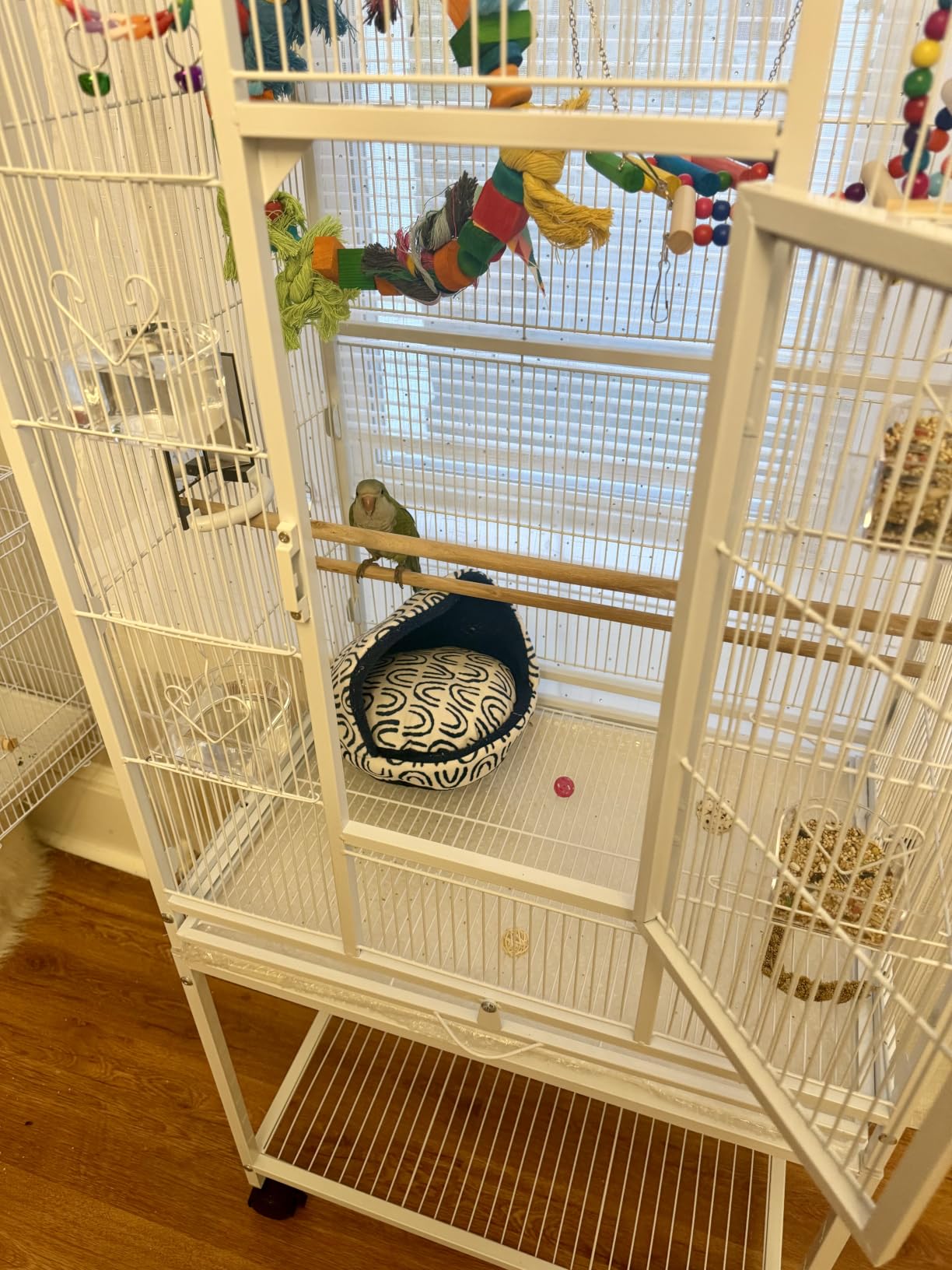 VIVOHOME 54 Inch Wrought Iron Large Bird Cage with Rolling Stand | Bird Flight Cage with Stand, Casters, Slide-out Tray for Parakeets Canaries Parrot Cockatiels Lovebirds Conures, Black customer photo 1