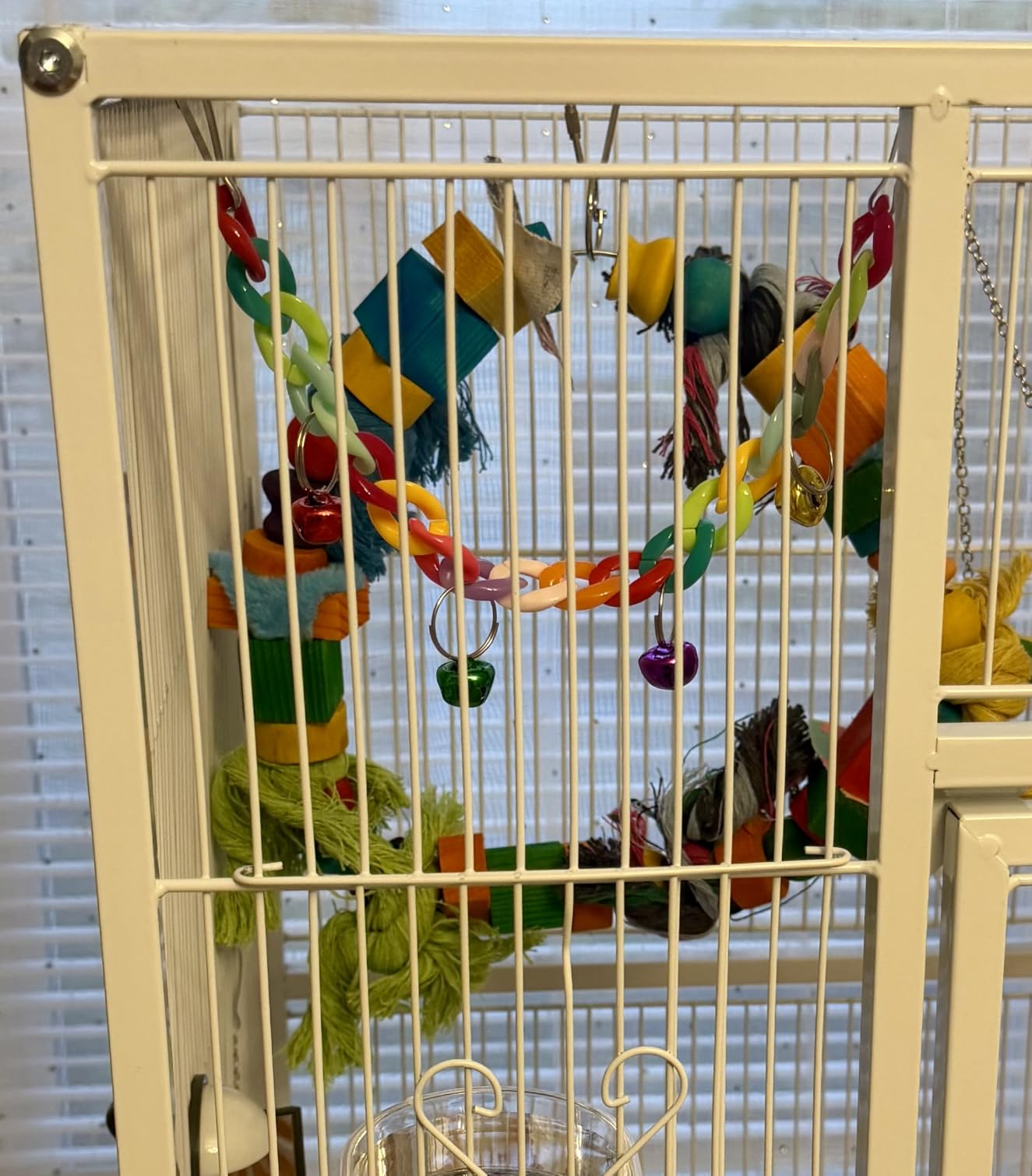 VIVOHOME 54 Inch Wrought Iron Large Bird Cage with Rolling Stand | Bird Flight Cage with Stand, Casters, Slide-out Tray for Parakeets Canaries Parrot Cockatiels Lovebirds Conures, Black customer photo 2