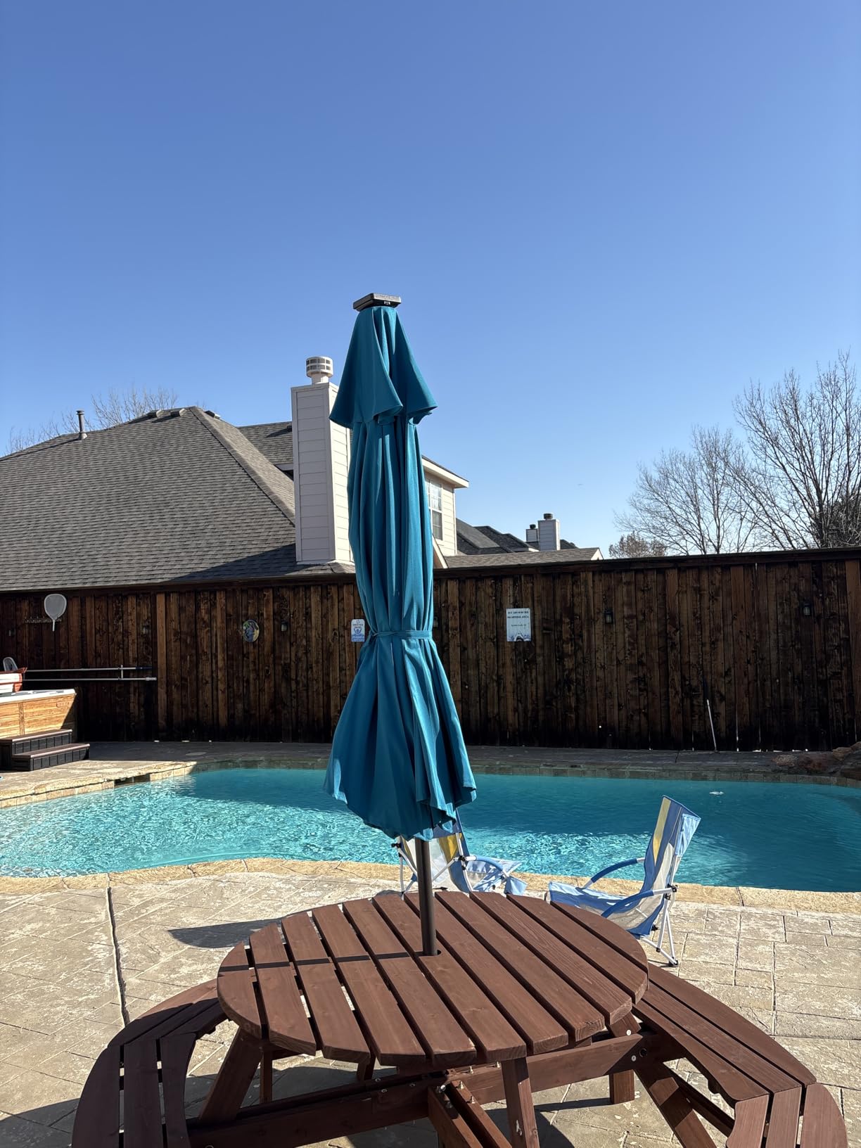 Blissun 9 ft Solar Umbrella, 32 LED Lighted Patio Umbrella, Table Market Umbrella, Outdoor Umbrella for Garden, Deck, Backyard, Pool and Beach (Grey) customer photo 2