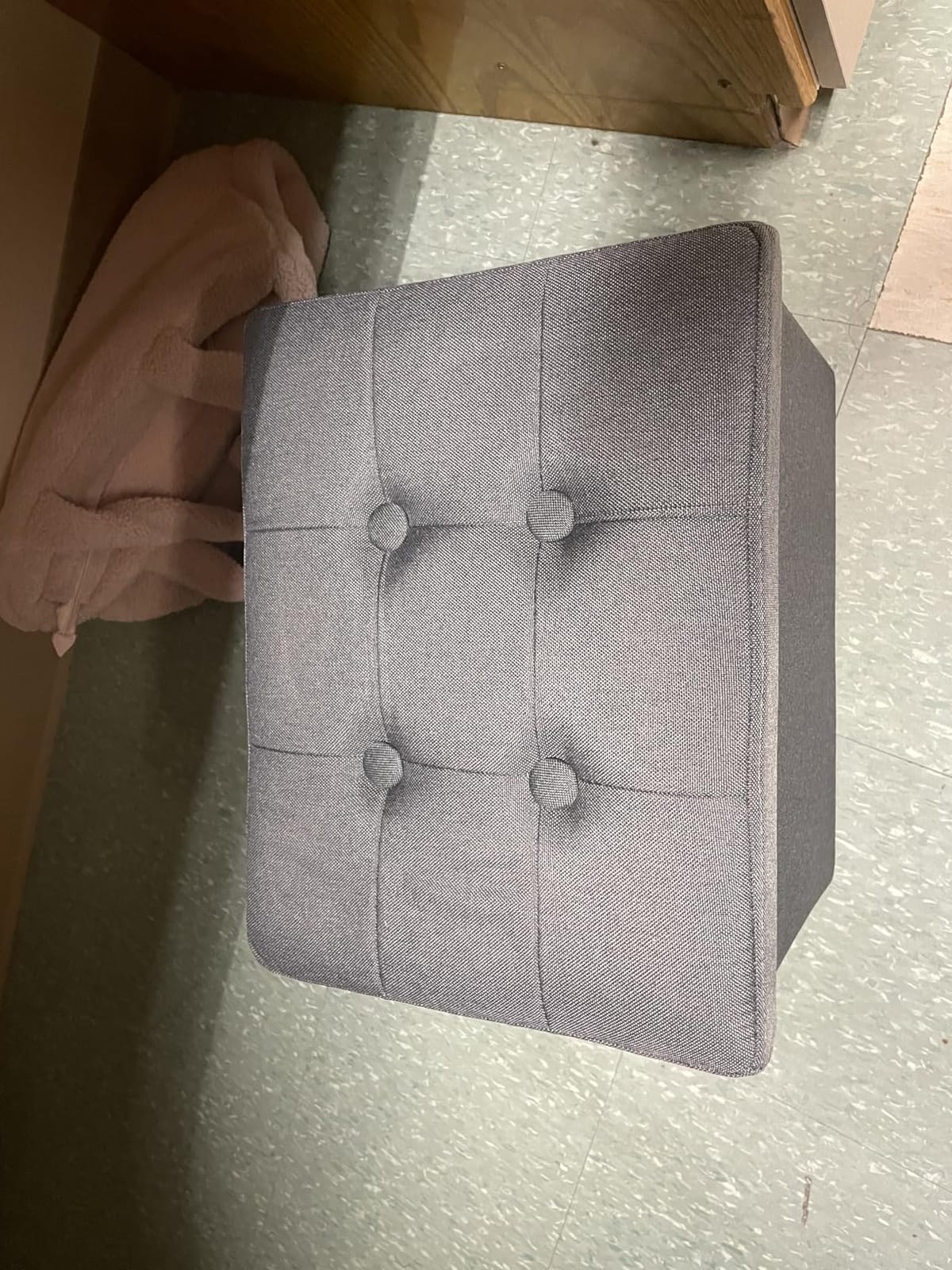 ALASDO Storage Ottoman Footrest Stool Small Ottoman with Storage Foldable Ottomans Foot Rest Footstool Bench for Living Room 17x13x13inches Grey customer photo 1