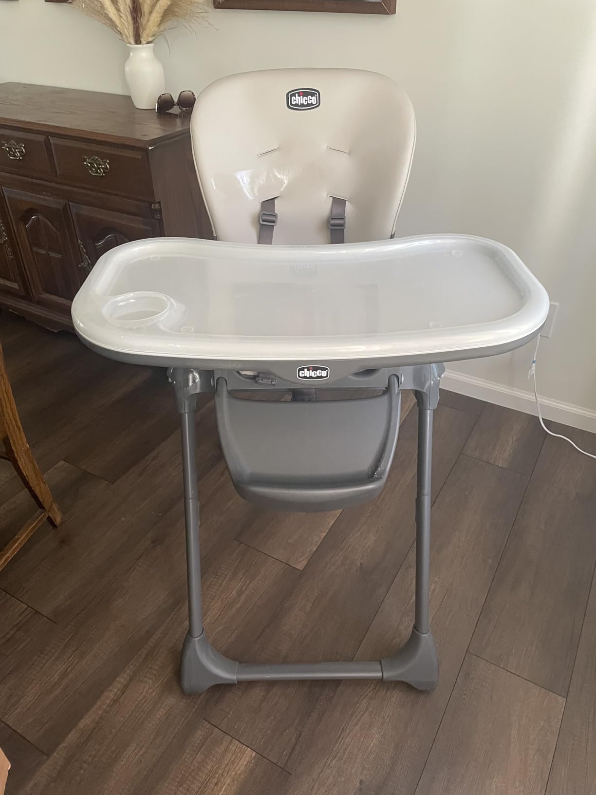 Chicco Polly Foldable High Chair for Babies and Toddlers, Space-Saving | Taupe, 5-point harness, 3-position recline, 7 height positions, 40 lb limit, wipeable baby and toddler chair customer photo 1