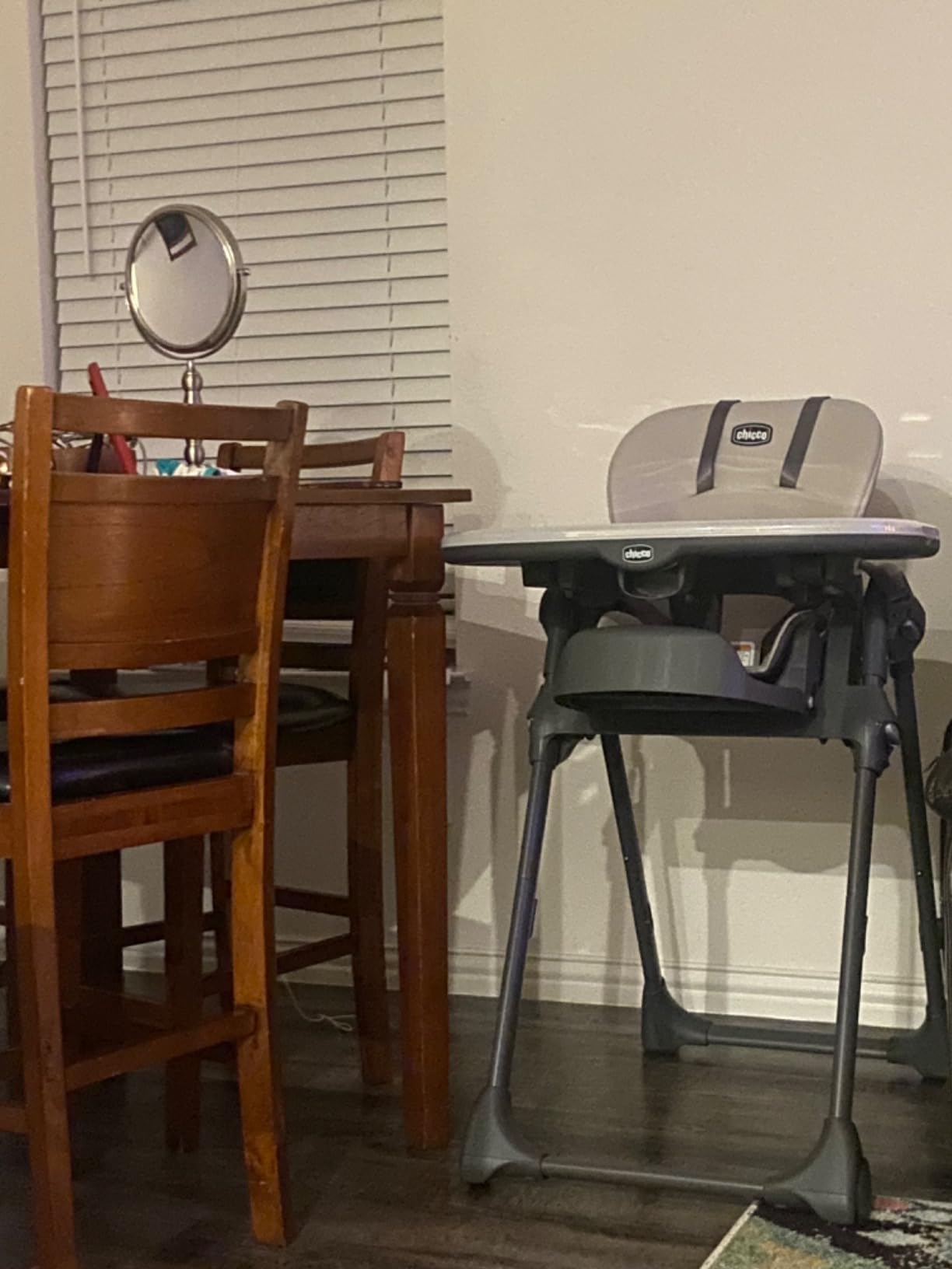 Chicco Polly Foldable High Chair for Babies and Toddlers, Space-Saving | Taupe, 5-point harness, 3-position recline, 7 height positions, 40 lb limit, wipeable baby and toddler chair customer photo 2