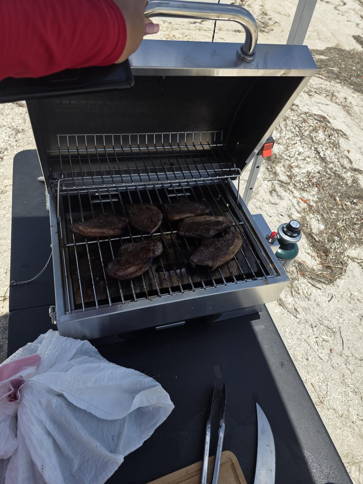 Royal Gourmet GT1001 Stainless Steel Portable Grill, 10000 BTU BBQ Tabletop Gas Grill with Folding Legs and Lockable Lid, Outdoor Camping, Deck and Tailgating, Silver customer photo 1