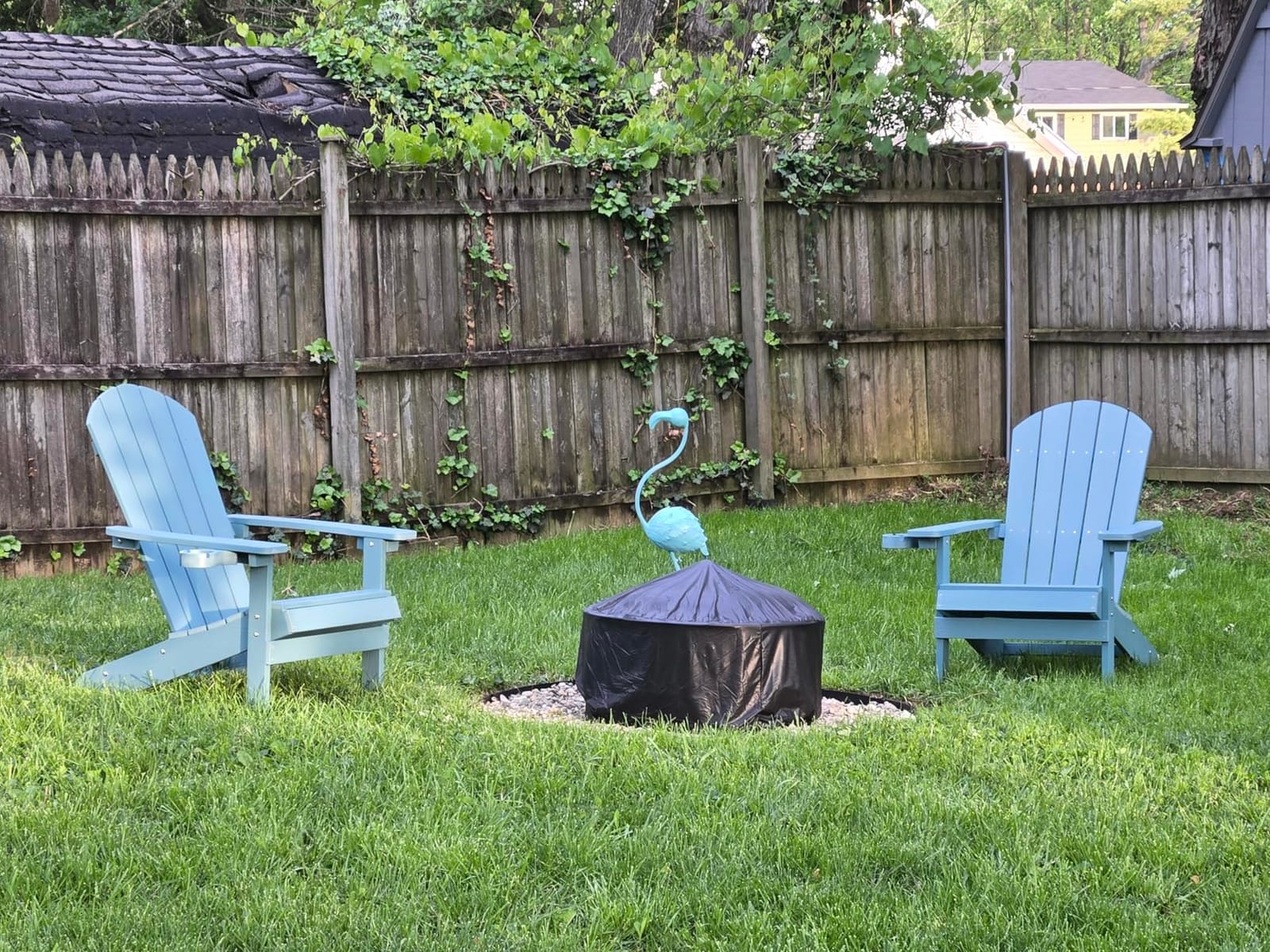 Adirondack Chair with Cup Holder, All-Weather Outdoor Chair, Blue | HIPS Plastic Fire Pit Chair with Wood Texture, Weather Resistant Lawn Chair for Outside Patio Garden Porch Deck Backyard customer photo 2