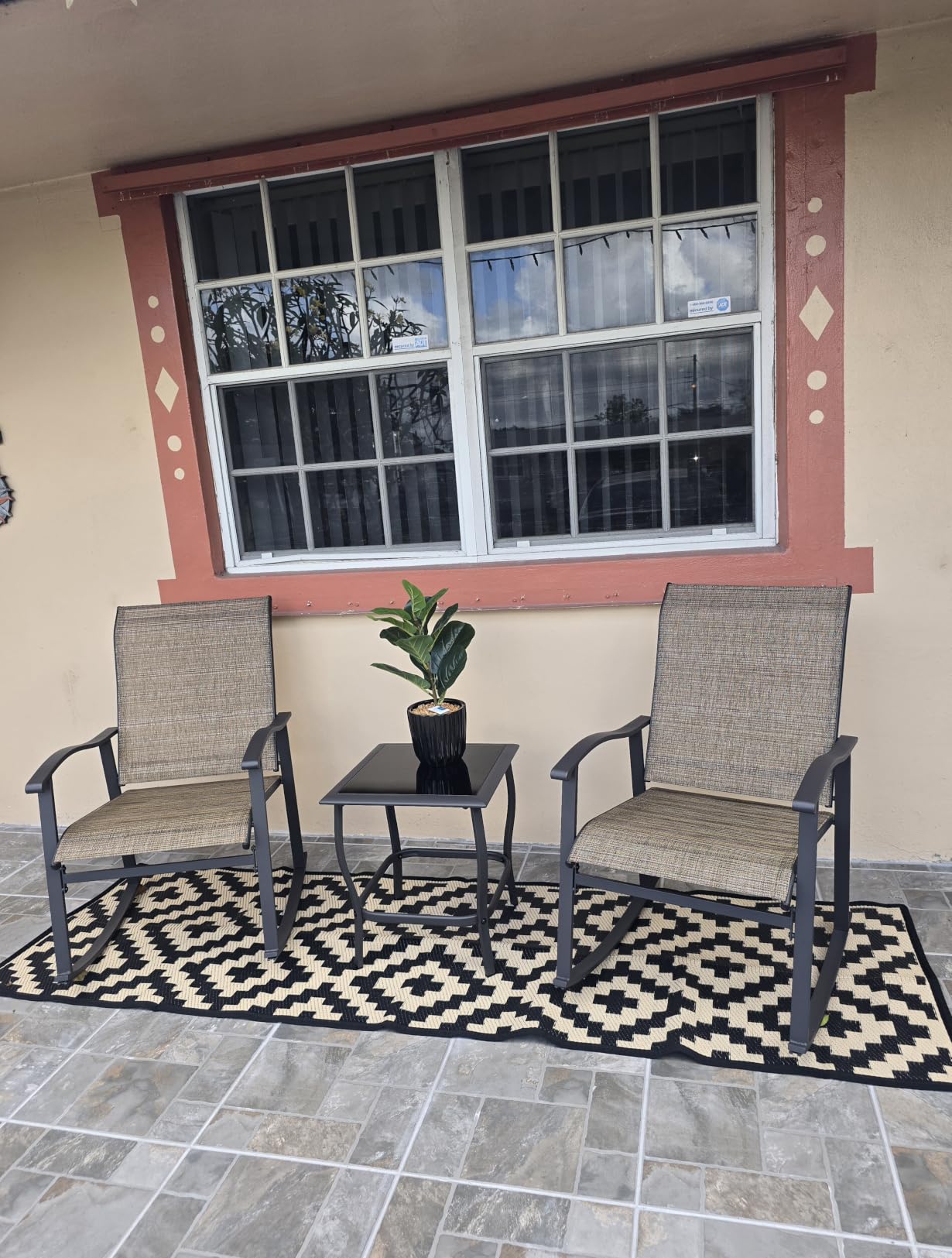 SAND MINE Waterproof Outdoor Rug 5x8 ft, Plastic Reversible Rug, Modern Area Rug, Large Floor Mat for Outdoors, RV, Patio, Backyard, Deck, Picnic, Beach, Camping, Black & Beige customer photo 1