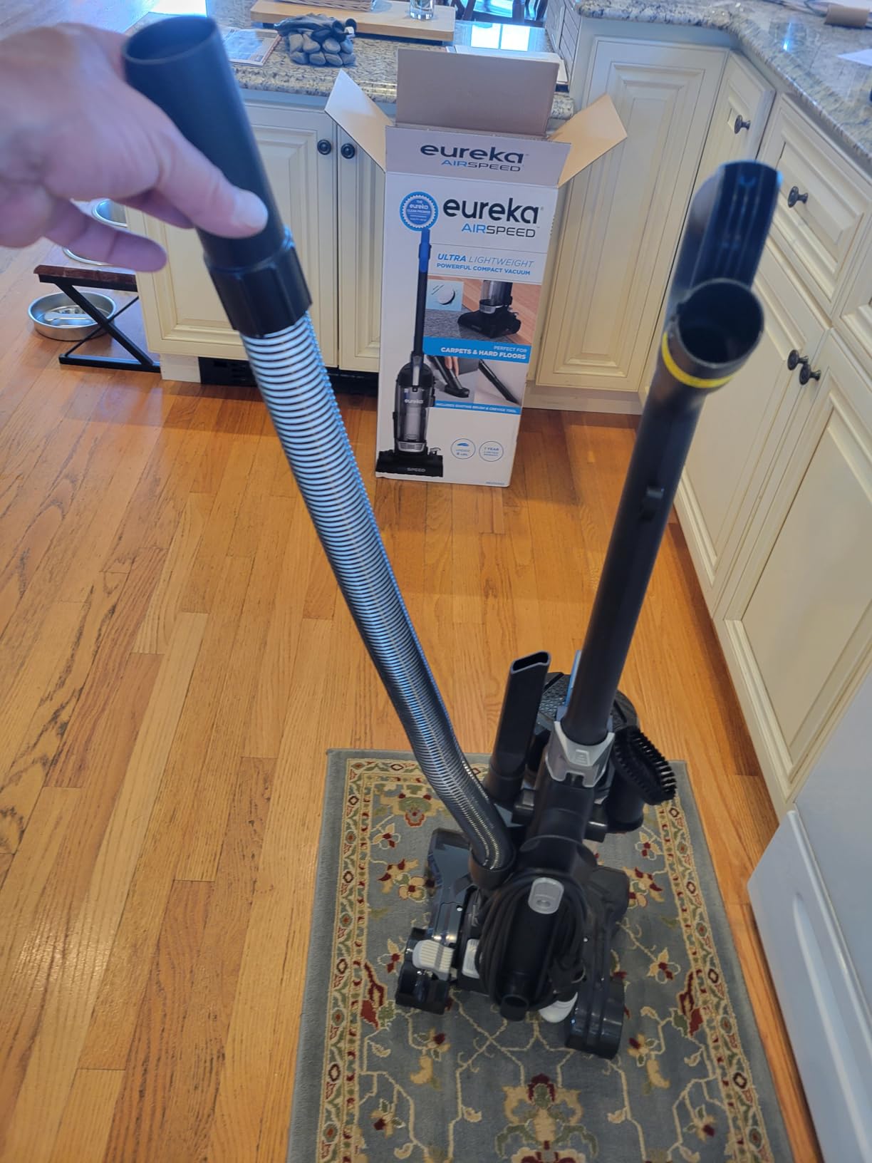 Eureka Vacuum Cleaners for Home, Airspeed Ultra-Lightweight, NEU10AE5 | Senior-Friendly 7.7 lb Pet Hair Upright Vacuum, Carpet & Hard Floor, Brush, Crevice Tool, Washable Filter, Blue customer photo 2