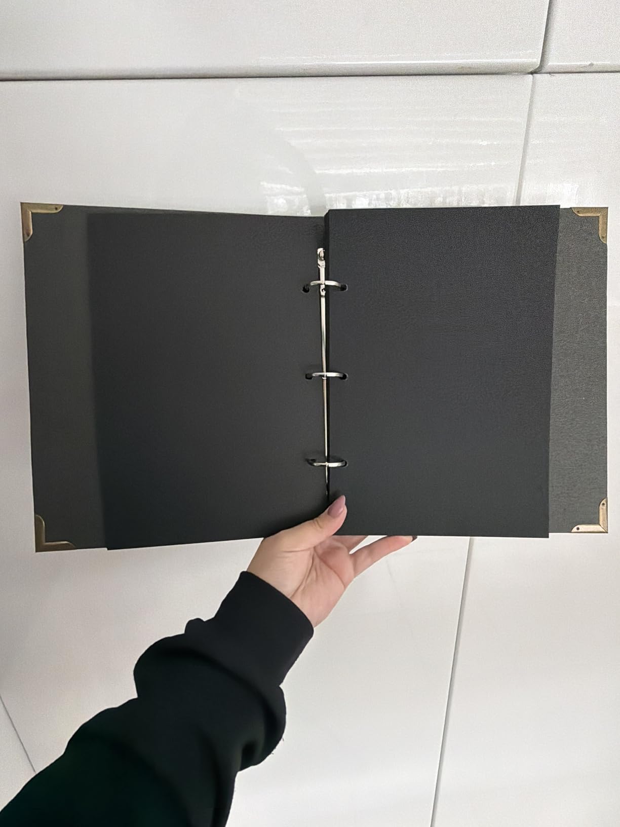 Vienrose DIY Scrapbook Photo Album Kit with Pens Tapes and Stickers 60 Pages Hardcover 8.5x11 Inches 3 Rings Removable Black Paper Scrapbooking Gift for Lover Friends Kids Wedding Valentine's White customer photo 1