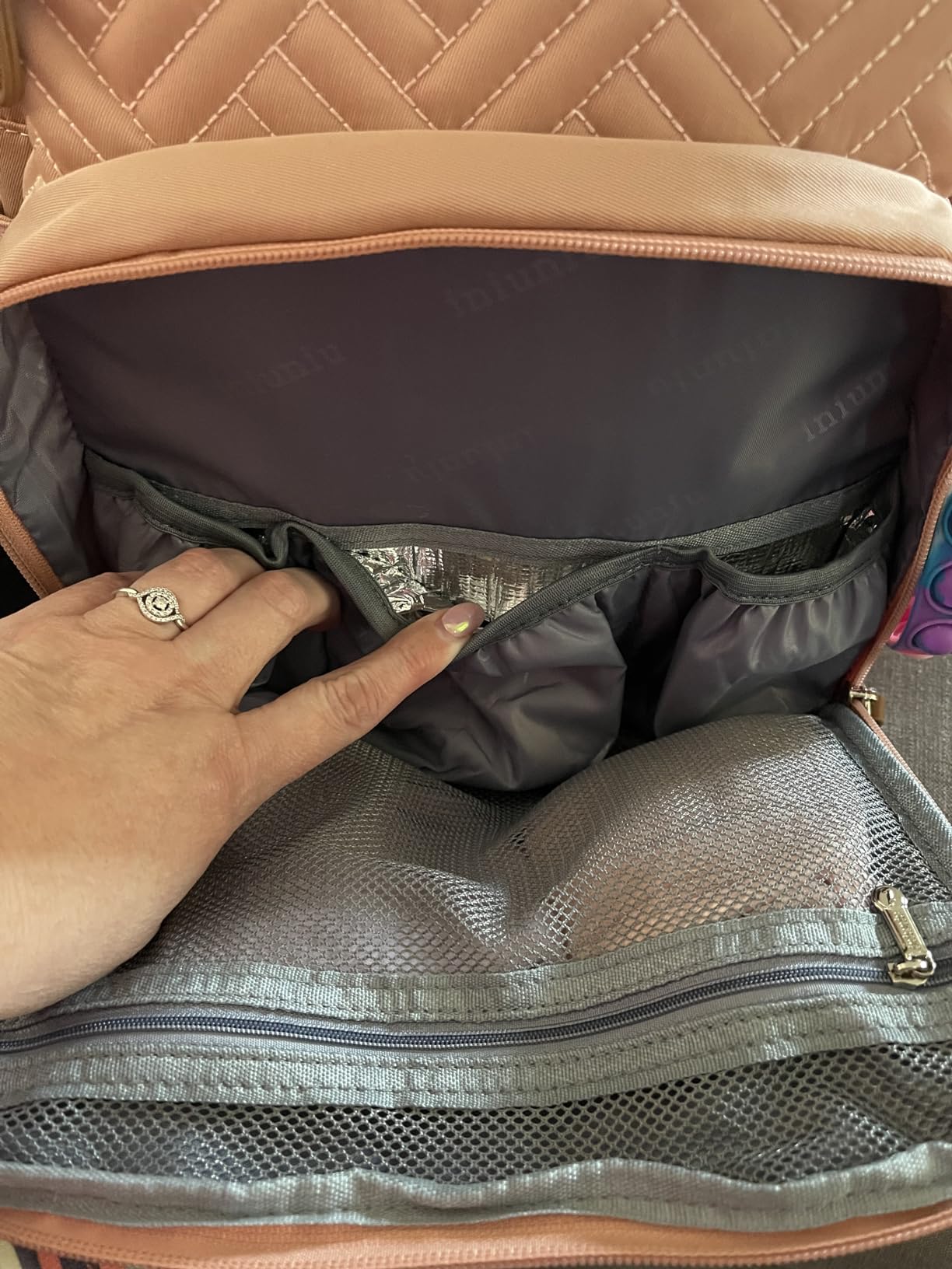 iniuniu Baby Diaper Bag Backpack, 4 in 1 kit Large Capacity Travel Backpack | Waterproof Backpack for Moms Dads, Travel Backpack with Pouch, Washable Changing Pad, Baby Essentials customer photo 2